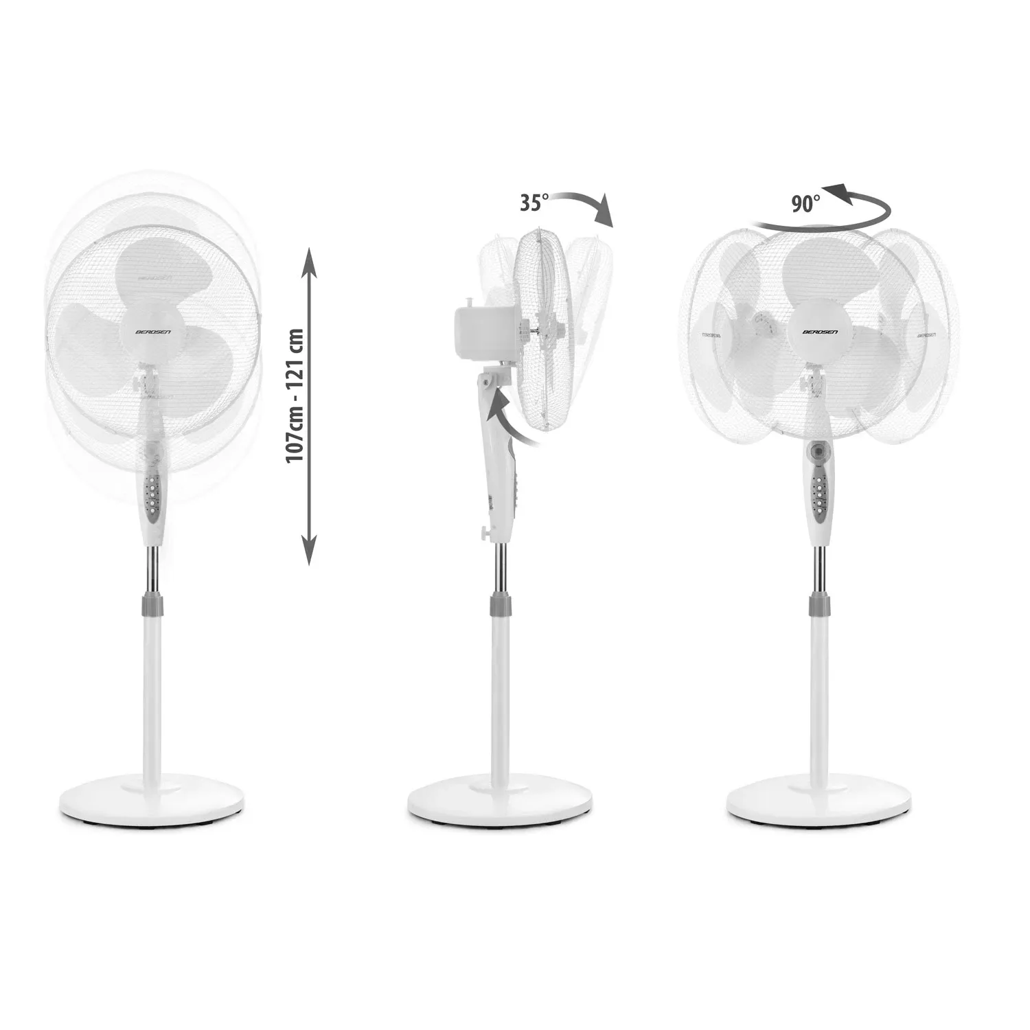 Berdsen 355100 grindų ventiliatorius, baltas ir pilkas - nuotrauka 1