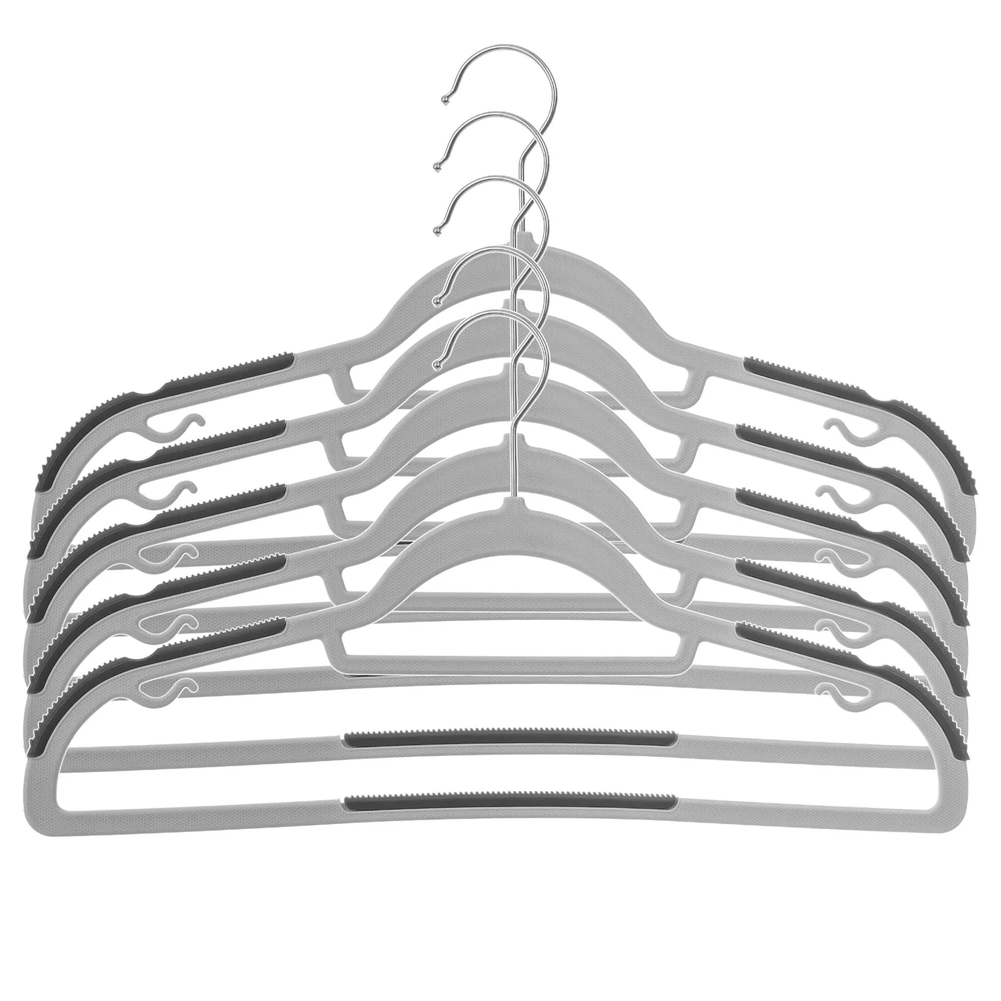 „Cuves“ drabužių pakaba su neslystančiu paviršiumi, pilka, 5 vnt.