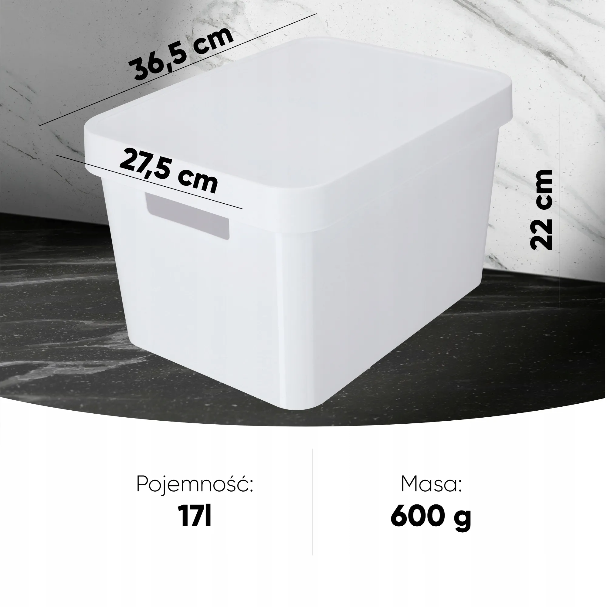 „Curver Infinity“ sandėliavimo konteineriai, 4,5 + 11 + 17 l, balti, lygūs