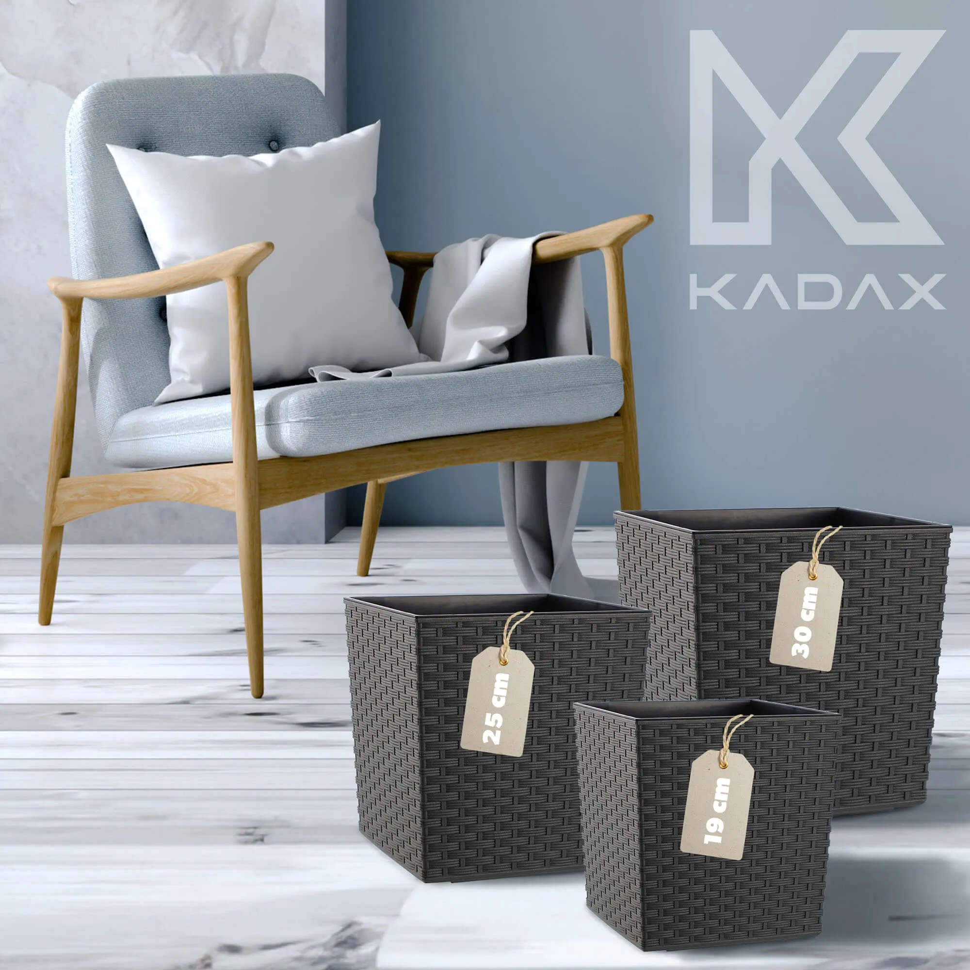 Gėlių vazonas su rotango įdėklu 19 cm