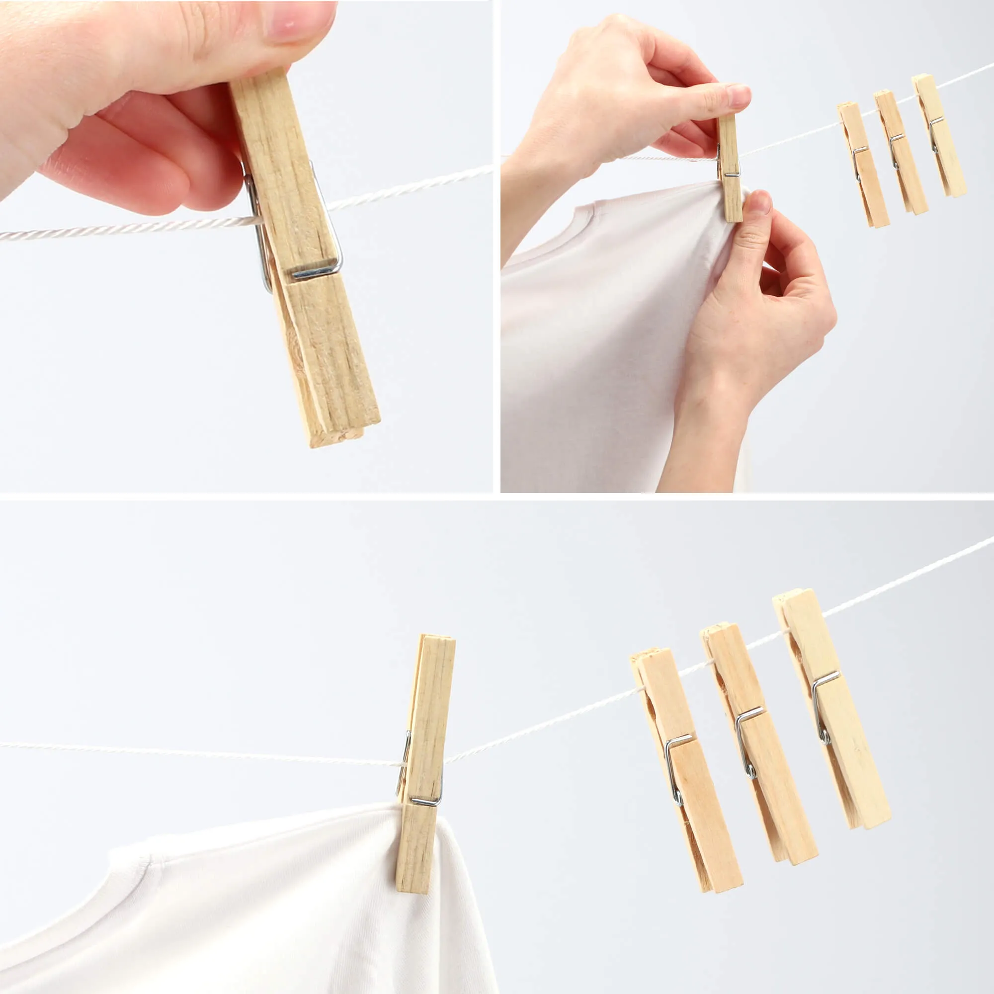 Mediniai skalbinių segtukai, rudi, 10 vnt.