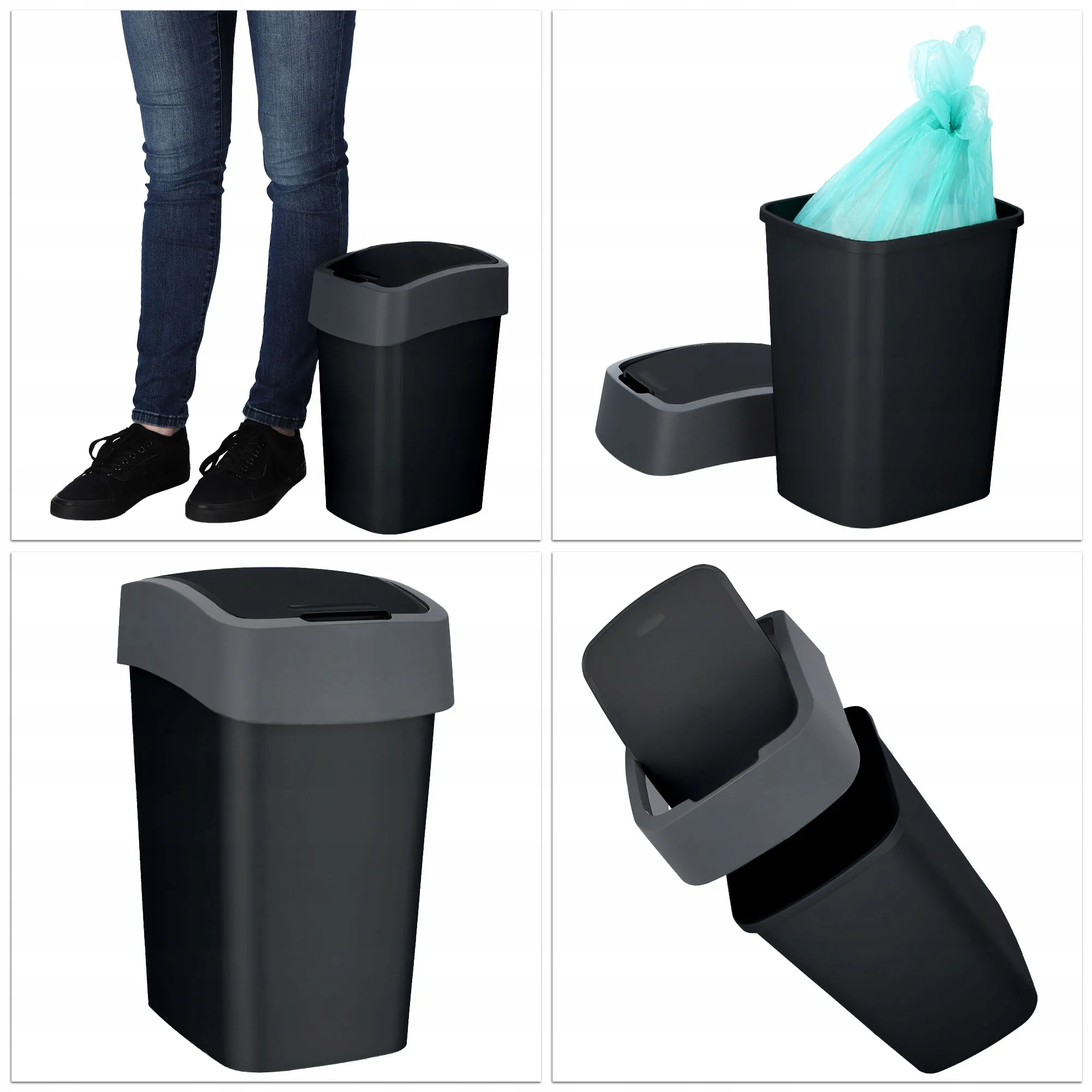 „Curver“ atverčiama šiukšliadėžė 10 l, juoda