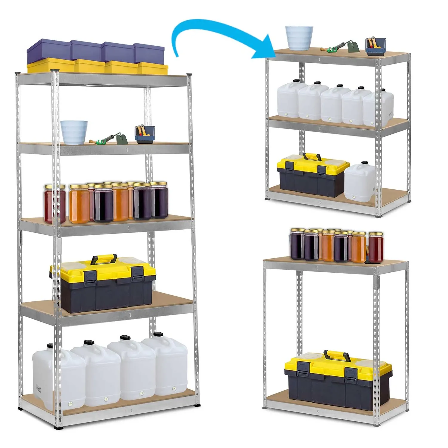 Metalinė daiktų laikymo lentyna 183 x 90 x 45 cm Humberg HR-700 sidabrinė - nuotrauka 1