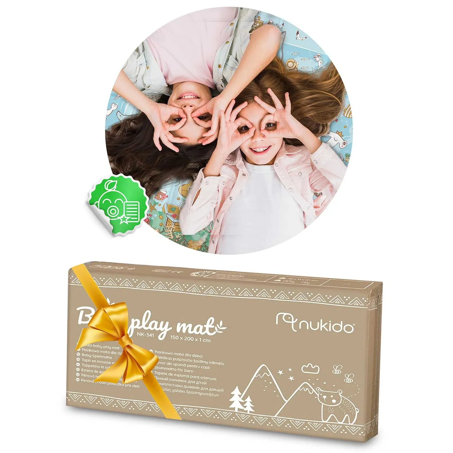 Sulankstomas edukacinis putplasčio kilimėlis 200 x 180 x 1 cm Nukido NK-340 vandenyno-žemės spalvos - nuotrauka 1