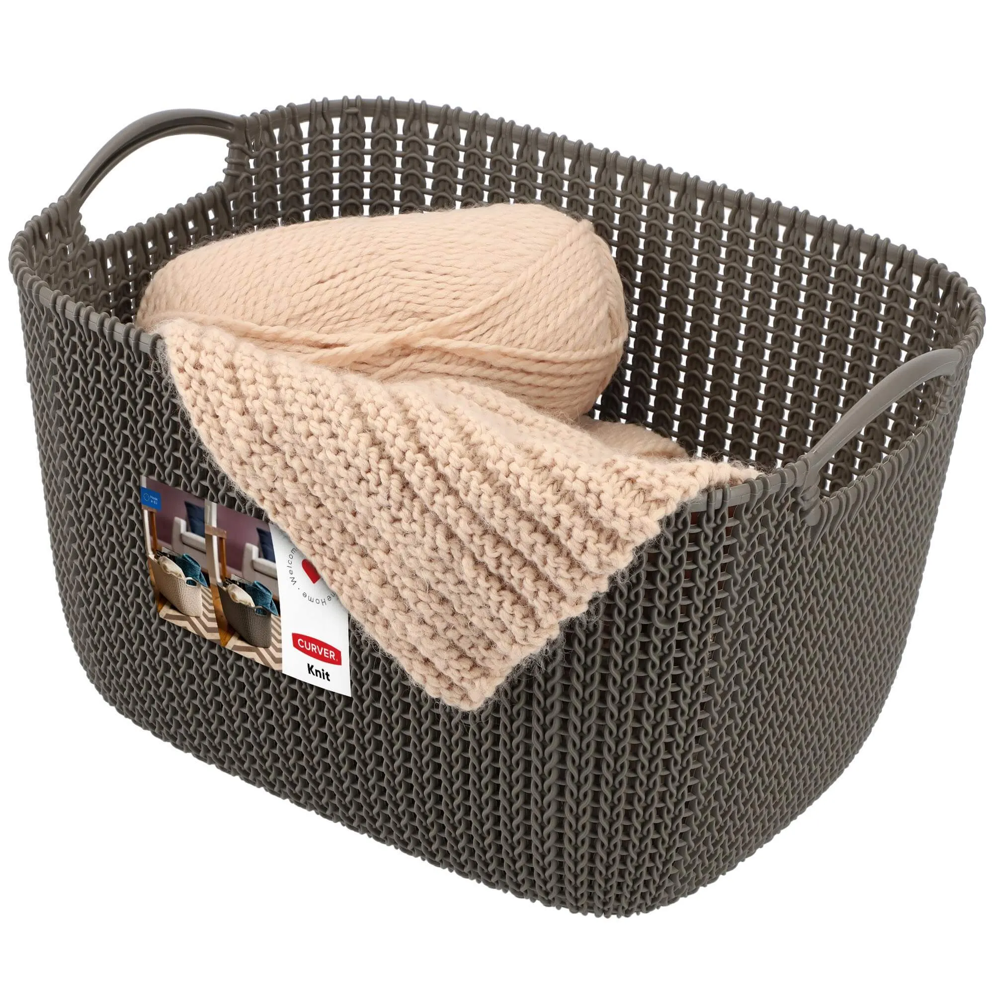 19L „Curver“ megztas krepšys su rankenomis, rudas