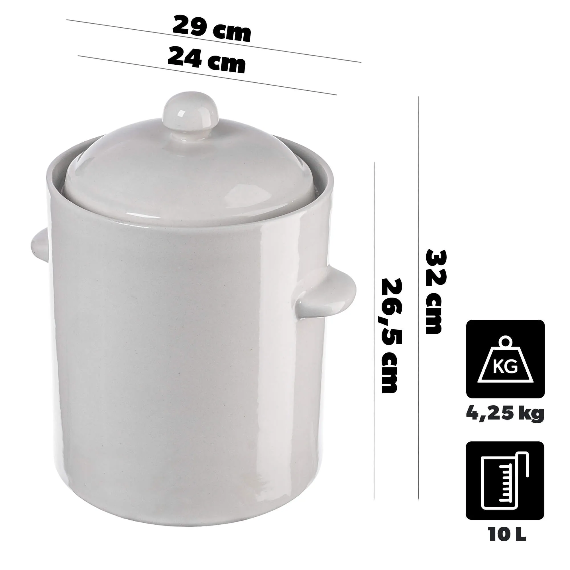 Athena 10 l sandarus keraminis puodas su kreminiu dangčiu