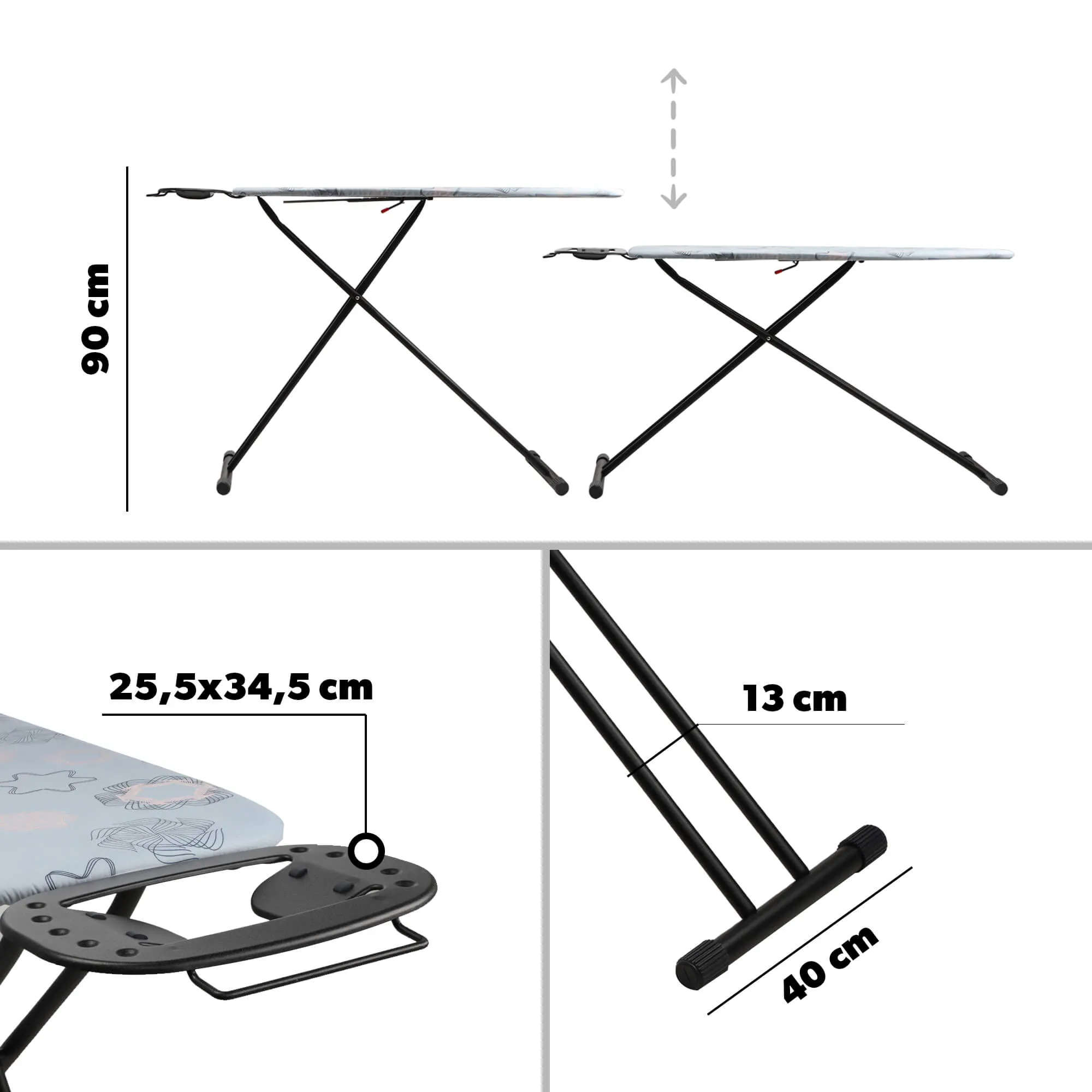 Esio lyginimo lenta 120 x 38 cm, mėlyna, su rankena