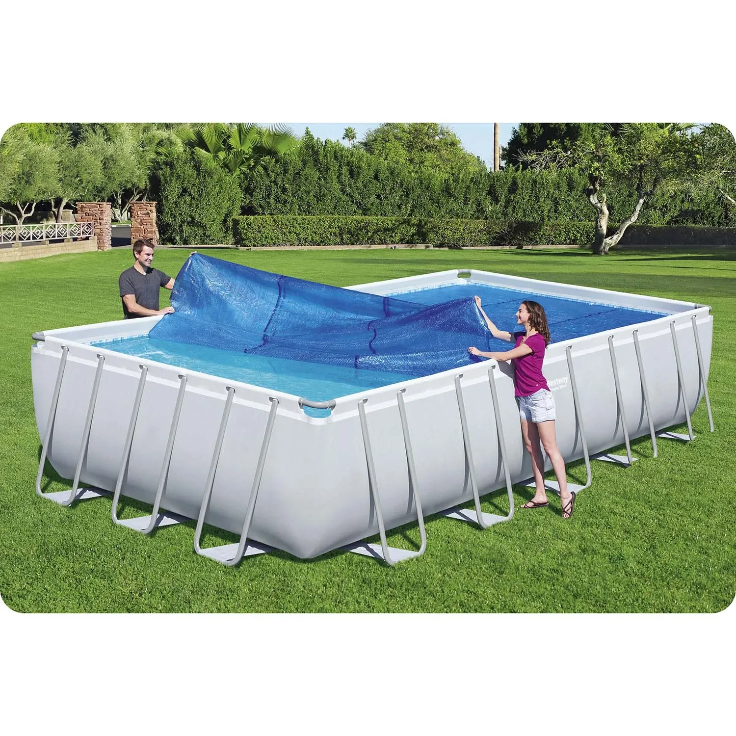 Baseino stogelis su saulės energija 732 x 366 cm „Bestway 58228“ - nuotrauka 1