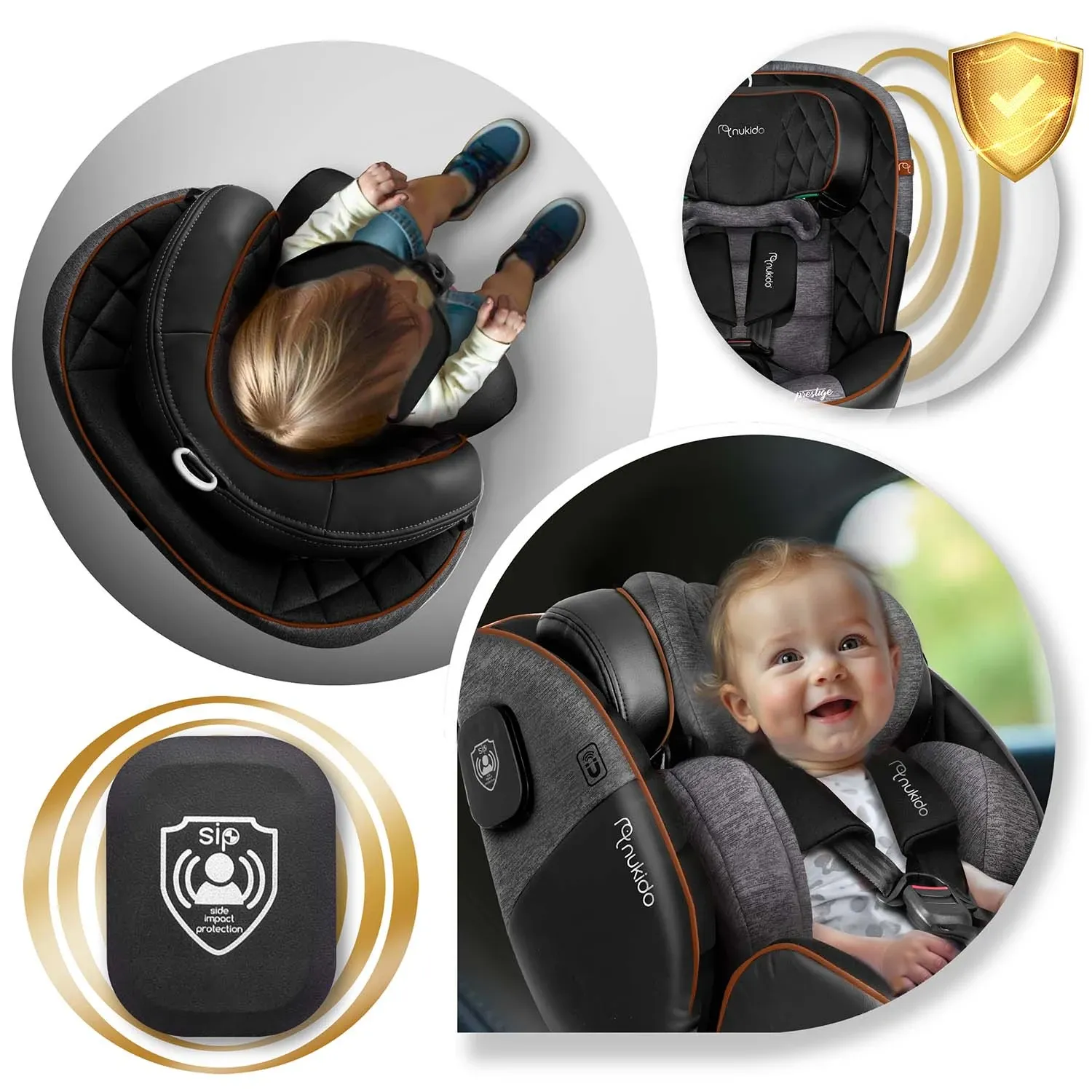 „Nukido Prestige Line“ juodos ir pilkos spalvos automobilinė kėdutė, 0-36 kg, su ISOFIX sistema - nuotrauka 1