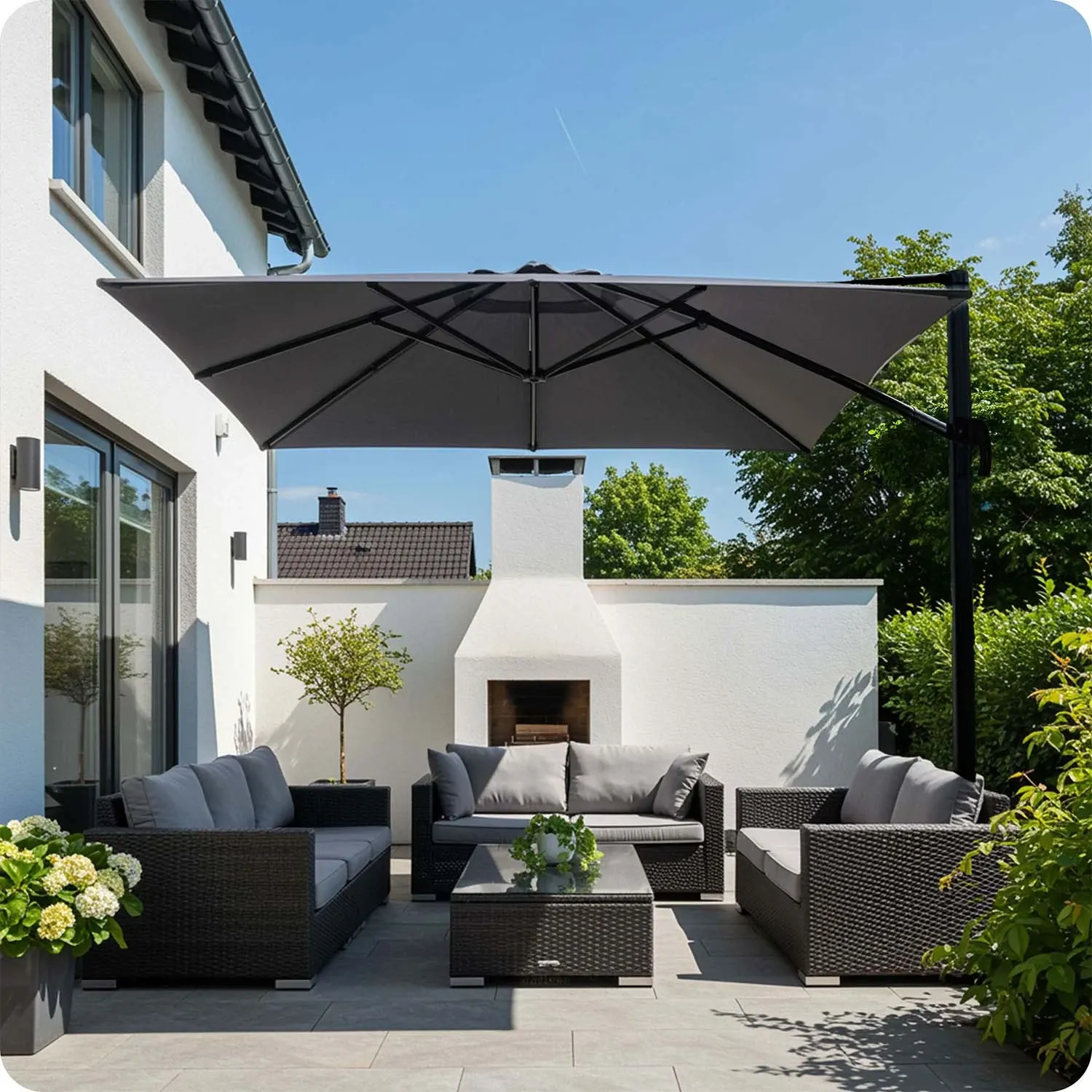 Sulankstomas sodo skėtis, 8 segmentų, 420 cm, su uždanga, „Plonos PL-883“ - nuotrauka 1