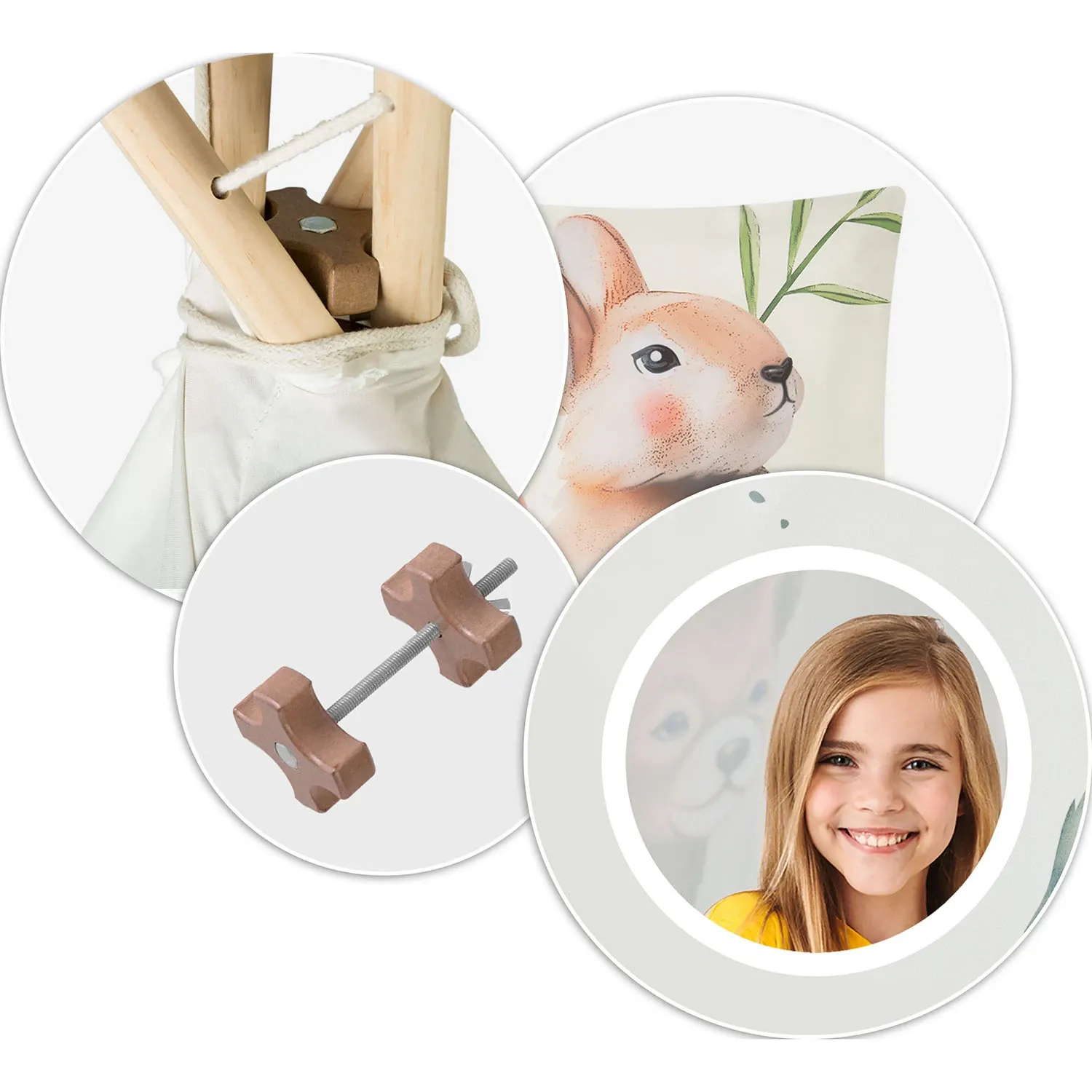 Nukido tipi palapinė vaikams - smėlio spalvos - nuotrauka 1