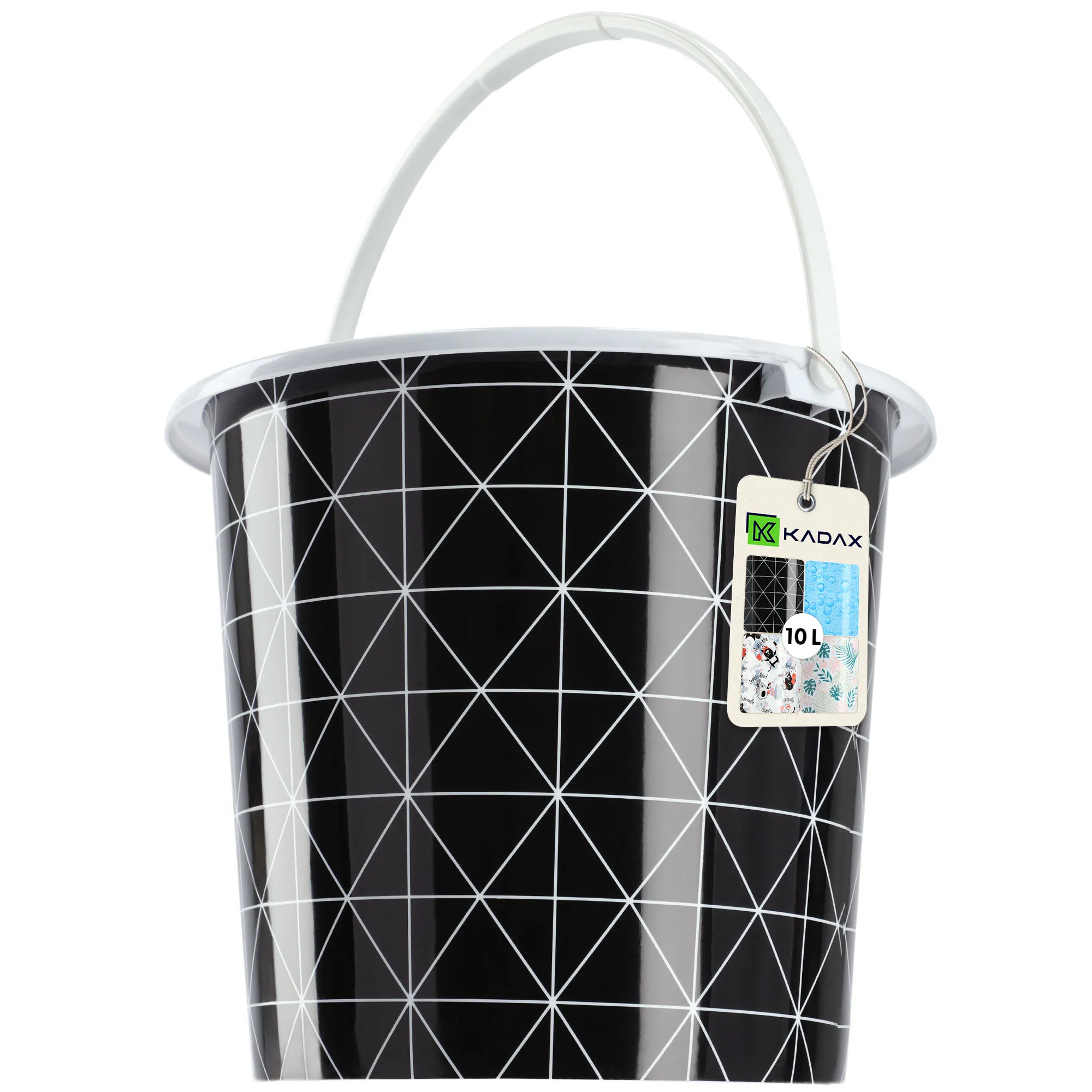 Ars 10 l plastikinis kibiras, juodas su trikampiais