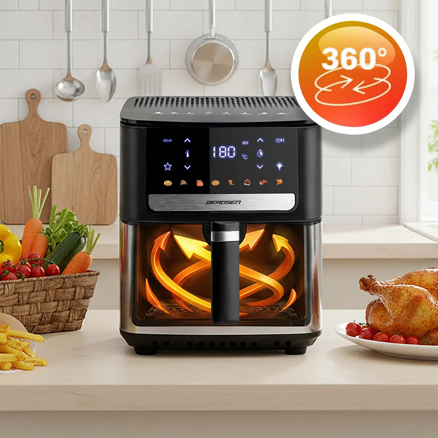 Oro gruzdintuvė 6,5 l Berdsen 1700W BD-655 juoda - nuotrauka 1
