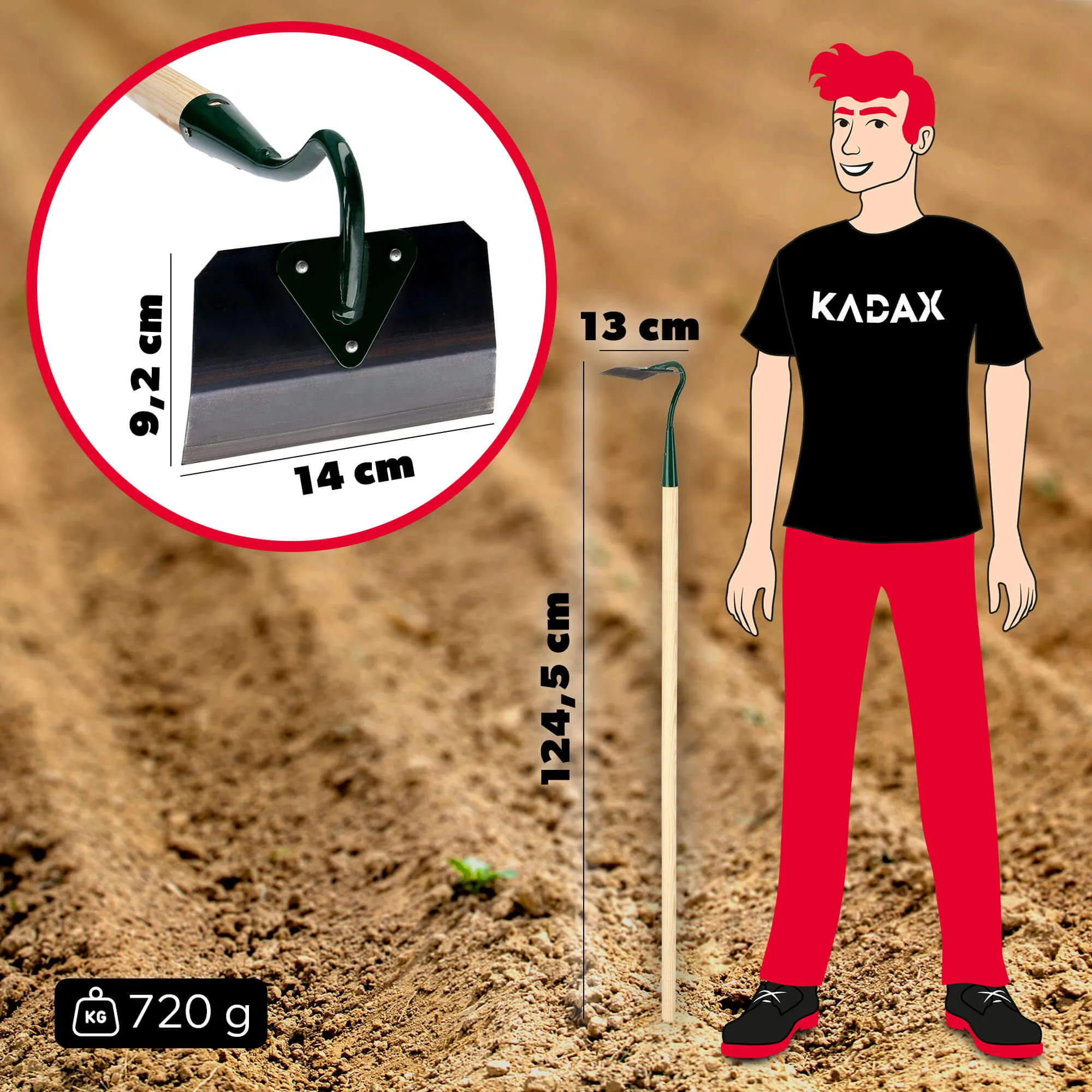 Sodo kauptukas 124 cm, juodas