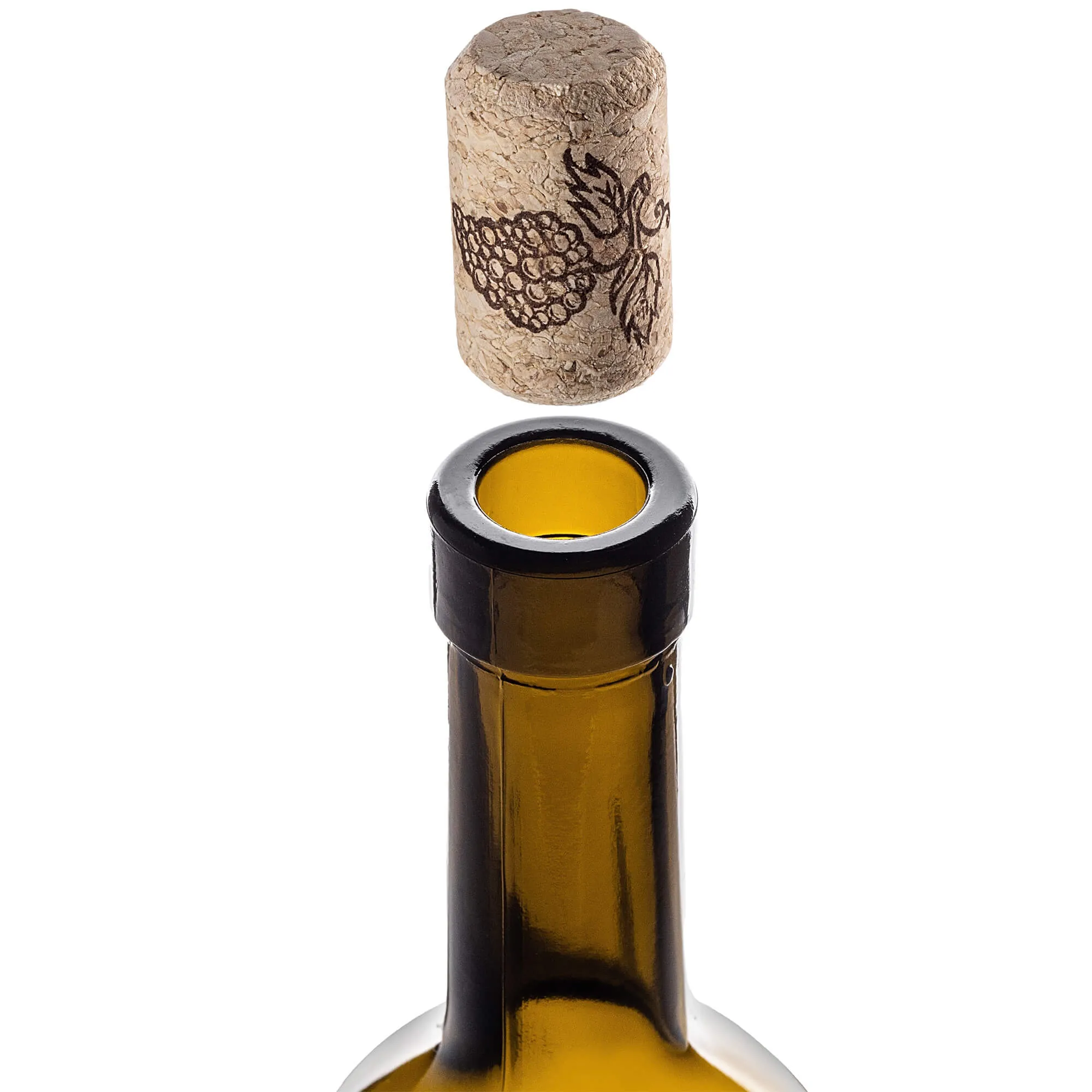 Biagio vyno buteliai 750 ml alyvuogių spalvos su aglomeruotu kamščiu 30 vnt.