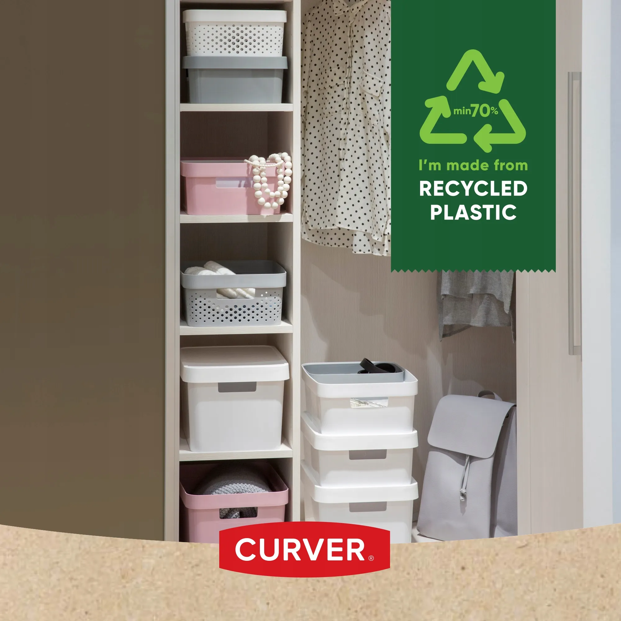 „Curver Infinity“ sandėliavimo konteineriai, 4,5 + 11 + 17 l, balti, lygūs