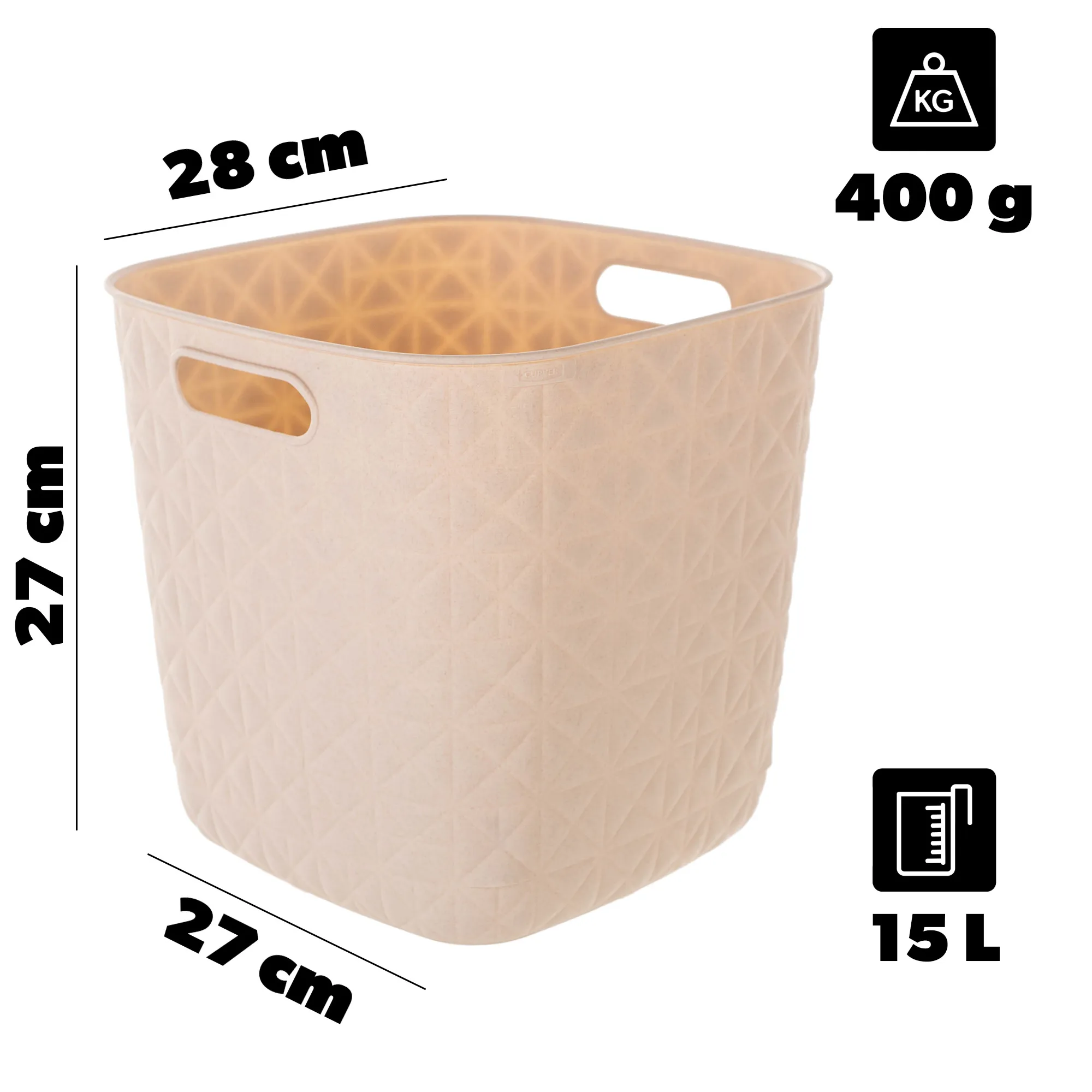 Curver Softex kvadratinis krepšys 15 l kreminis