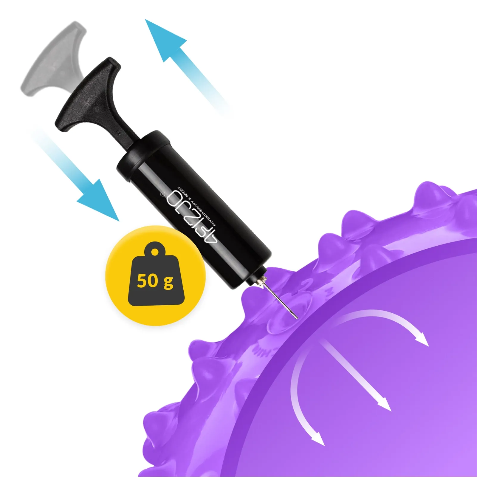 Reabilitacijos kamuolys su dygliais 20 cm violetinis