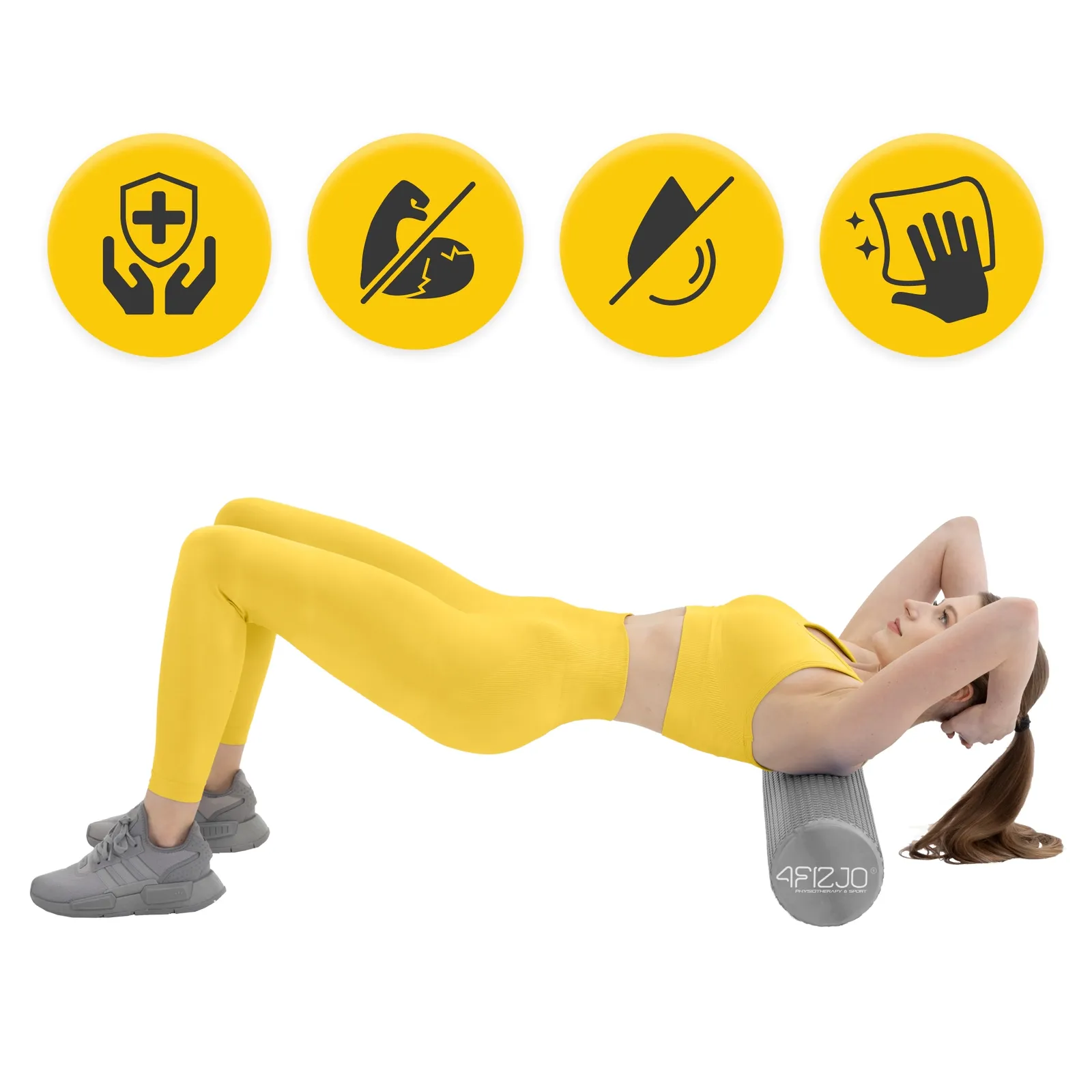 Masažinis volelis su gumbeliais CARE+ 90 cm pilkas