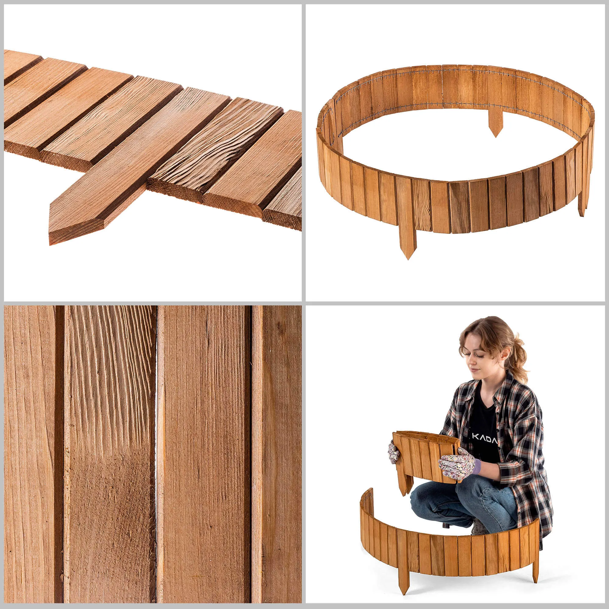 Medinė ritininė tvora Ansjo, apvadu, 115 x 15 cm, ąžuolas