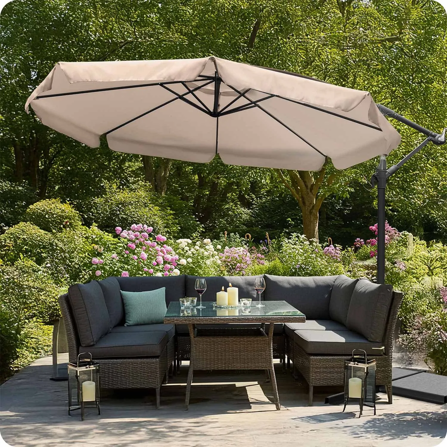 Sulankstomas sodo skėtis, 8 segmentų, 350 cm, su uždanga, „Plonos PL-881“ - nuotrauka 1