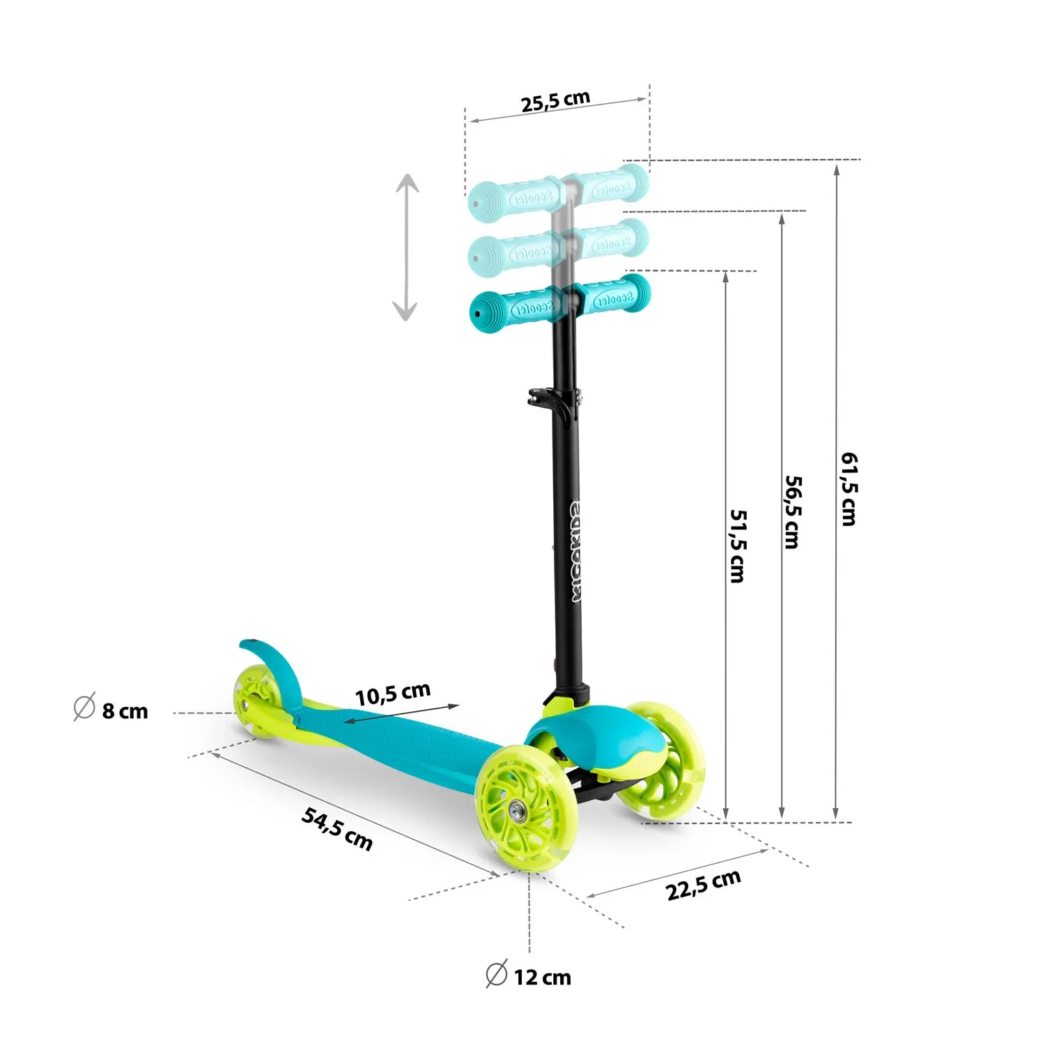 „Ricokids Loco“ triratis paspirtukas – turkio spalvos - nuotrauka 1