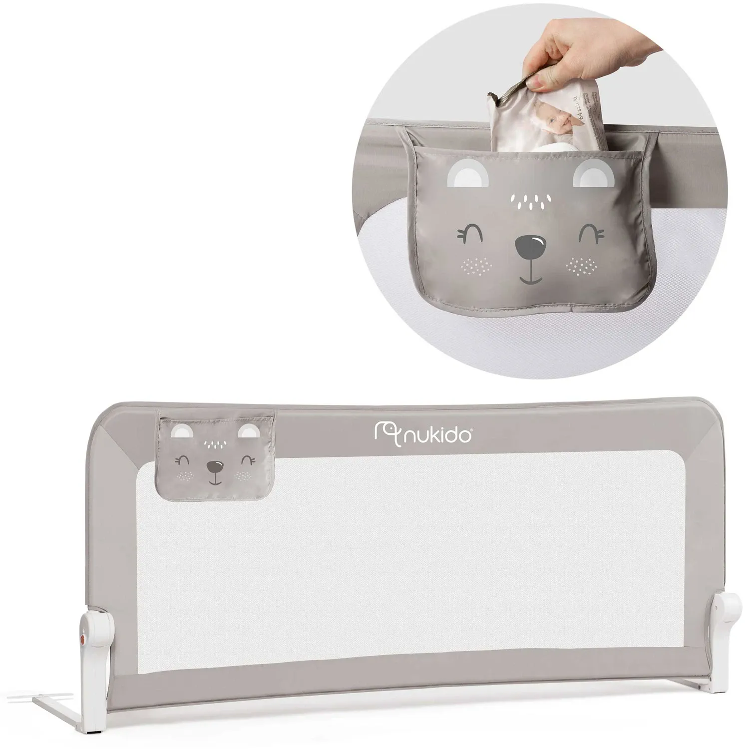 Apsauginis lovos turėklas 150 x 66 x 35 cm, Nukido, pilkas - nuotrauka 1