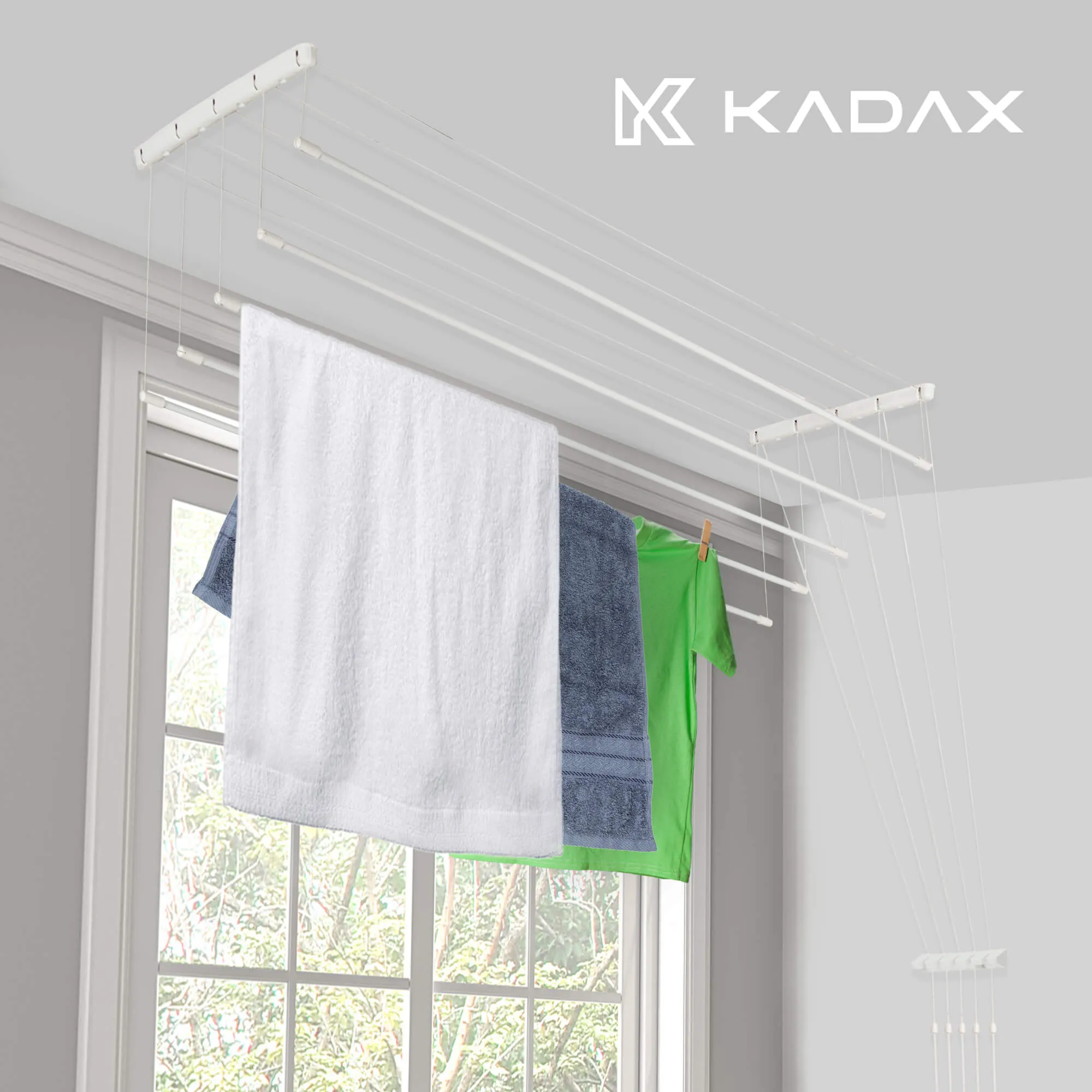 Resiga lubinė drabužių džiovyklė, 5 strypai, 140 cm, balta