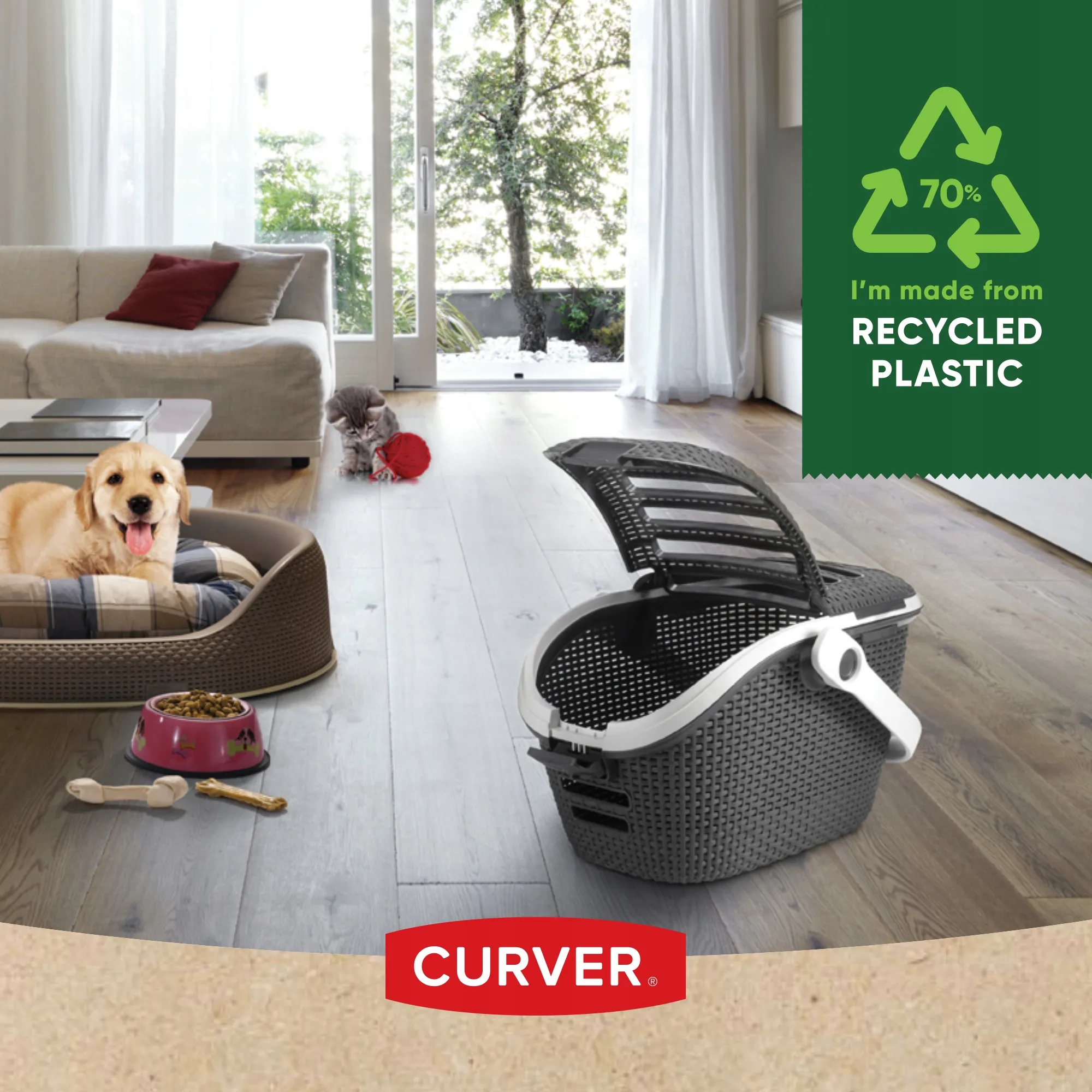 Curver Pet Life kačių kraiko dėžutė + nešioklė, grafito spalvos