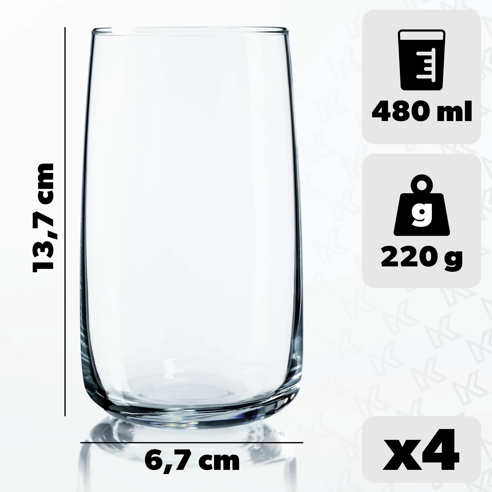 Osovo geriamojo stiklo stiklinės, 480 ml, 4 vnt.