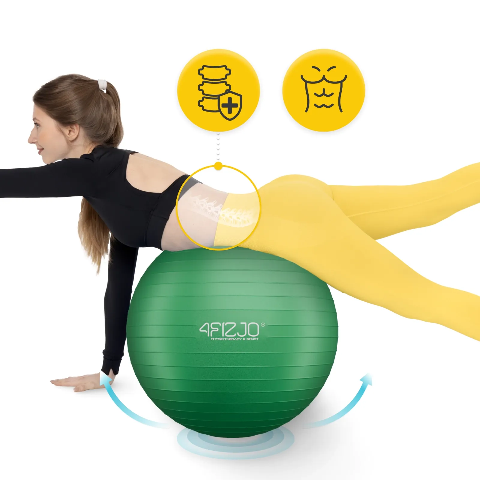 Pripučiamas gimnastikos kamuolys 55 cm žalias