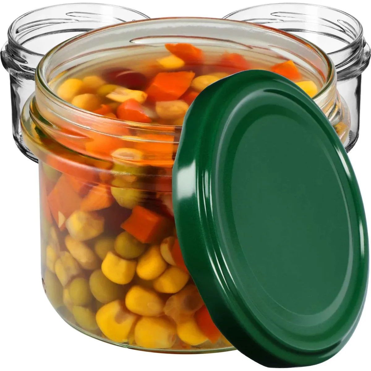 Tartu konservavimo stiklainiai 235 ml 50 vnt. 82 mm + žali dangteliai