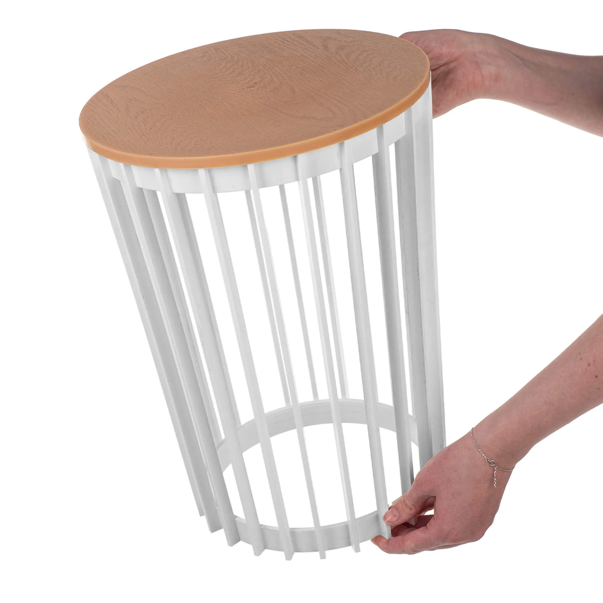 Aytre dvipusis augalų stovas 54 cm baltas + natūralaus medžio stalviršis