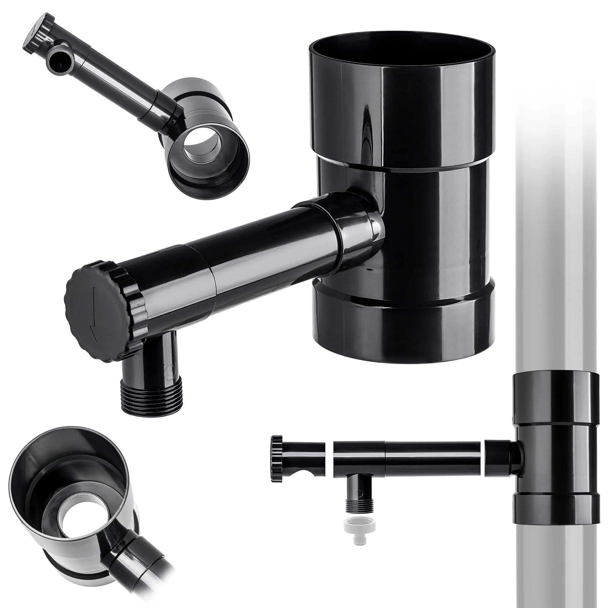 Nancras lietaus vandens kolektorius su vožtuvu, 100 mm, grafitas