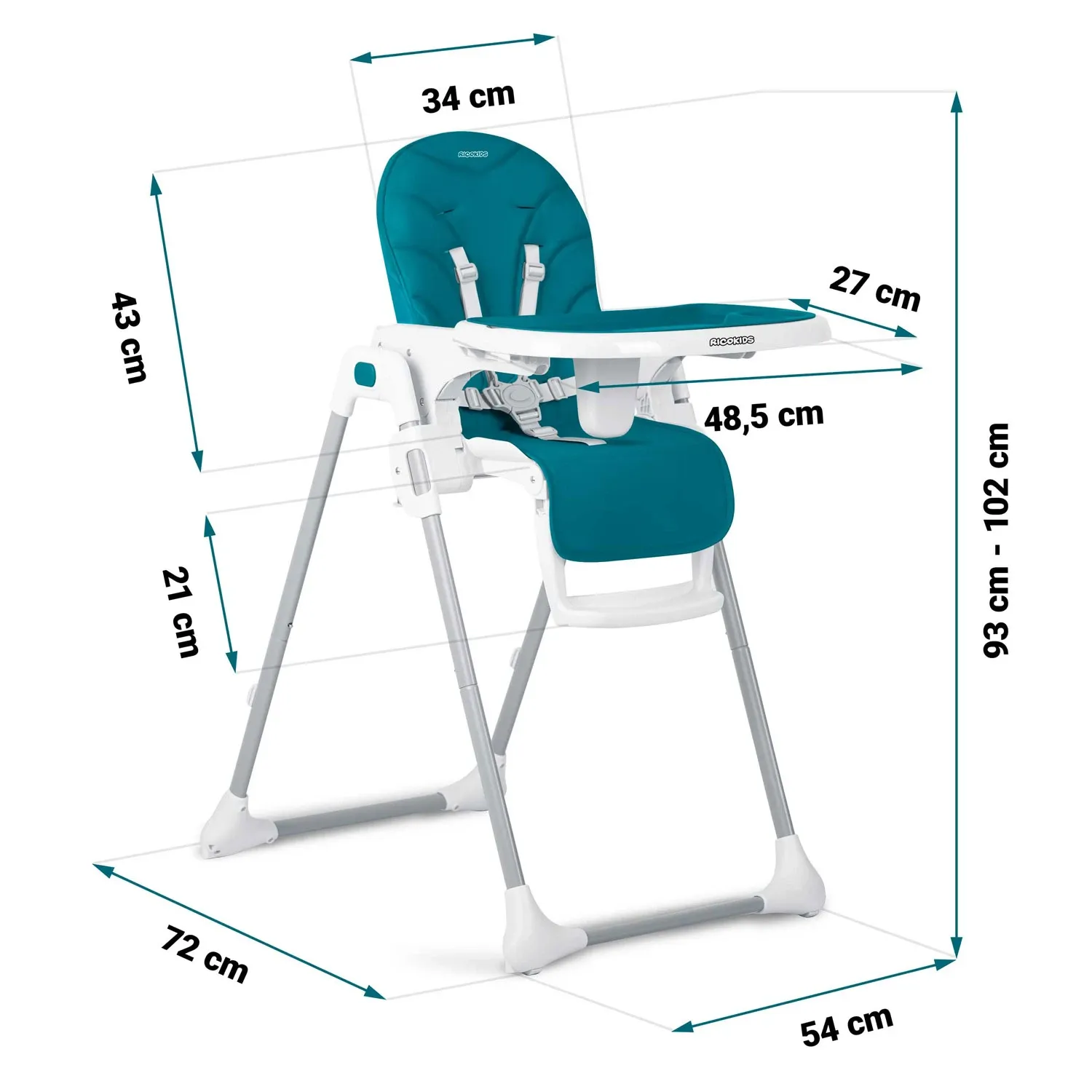 Ricokids Tulo mėlyna maitinimo kėdutė - nuotrauka 1