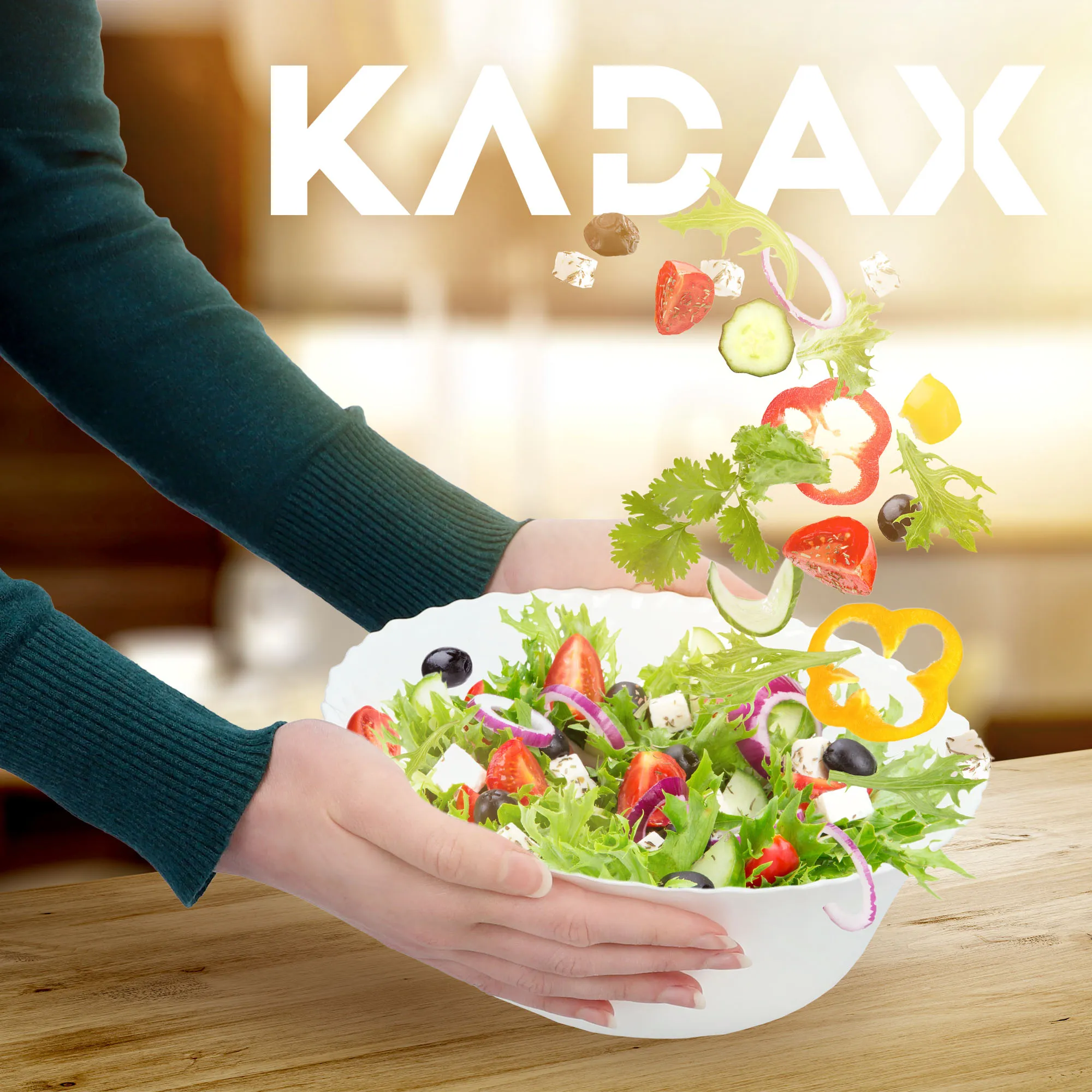 Auris stiklinis salotų dubuo, 23 cm, baltas