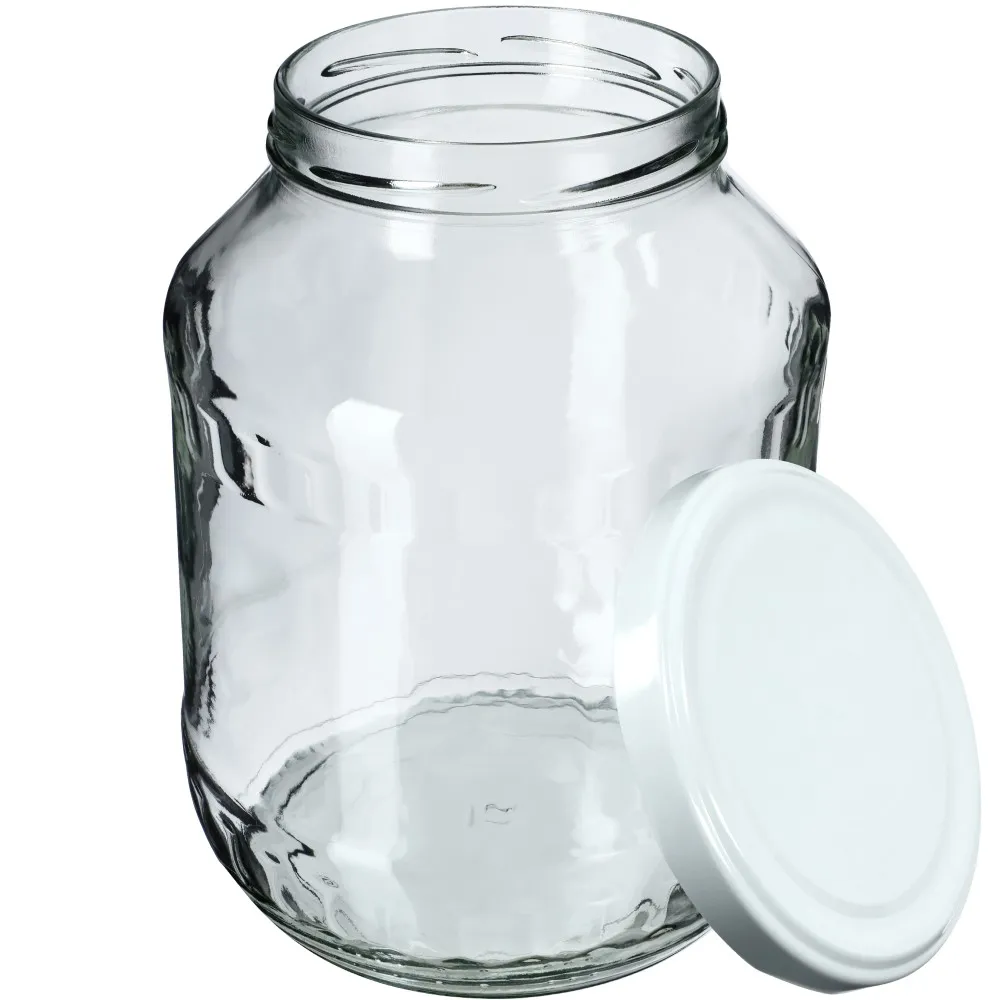 Boro stiklinis indelis 1,7 l 89 mm + balti dangteliai 2 vnt.