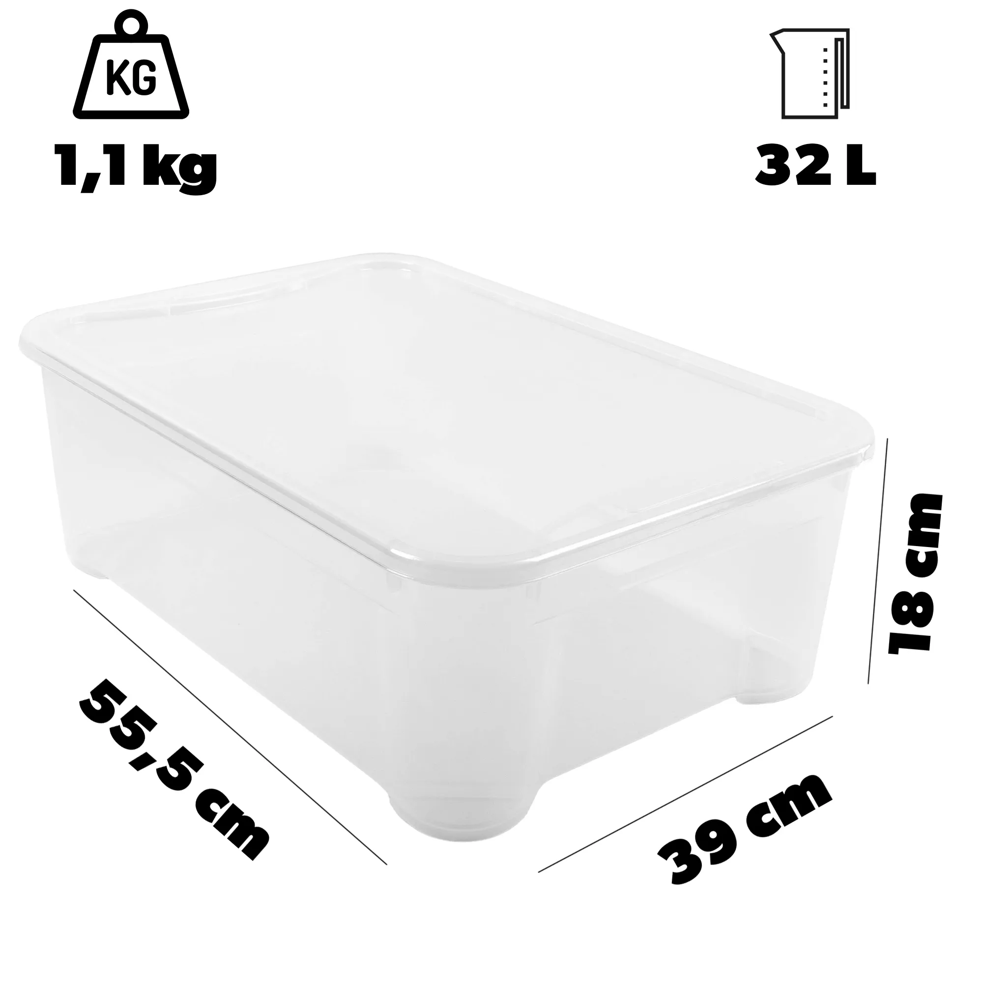 32 l „Curver T Box“ konteineris su dangčiu, skaidrus