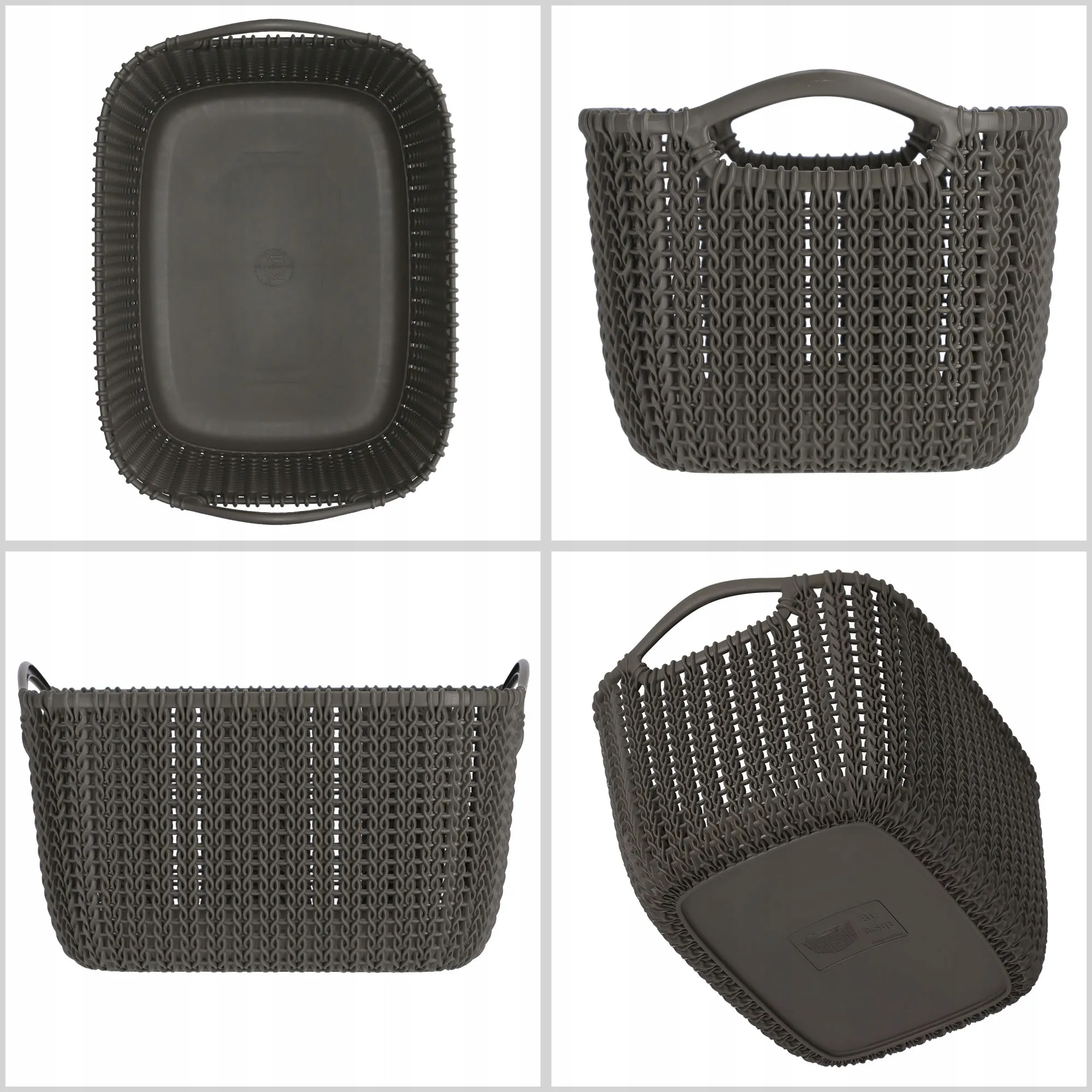 Stačiakampis krepšelis 8L Curver Knit, rudas