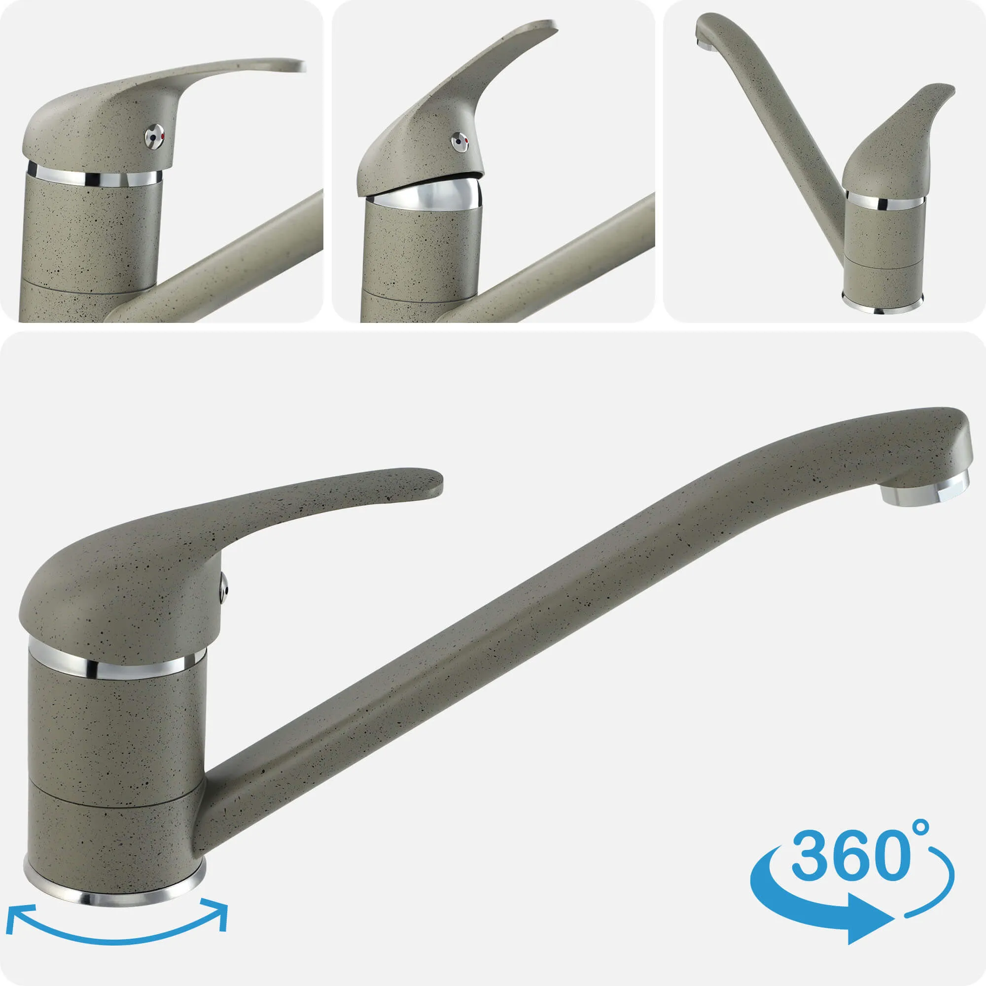 Gospo Rox laisvai pastatomas virtuvės maišytuvas, pilkas