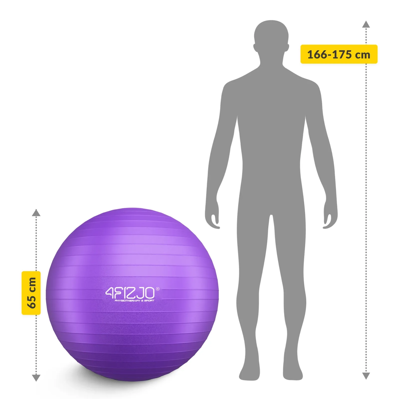 Pripučiamas gimnastikos kamuolys 75 cm violetinis