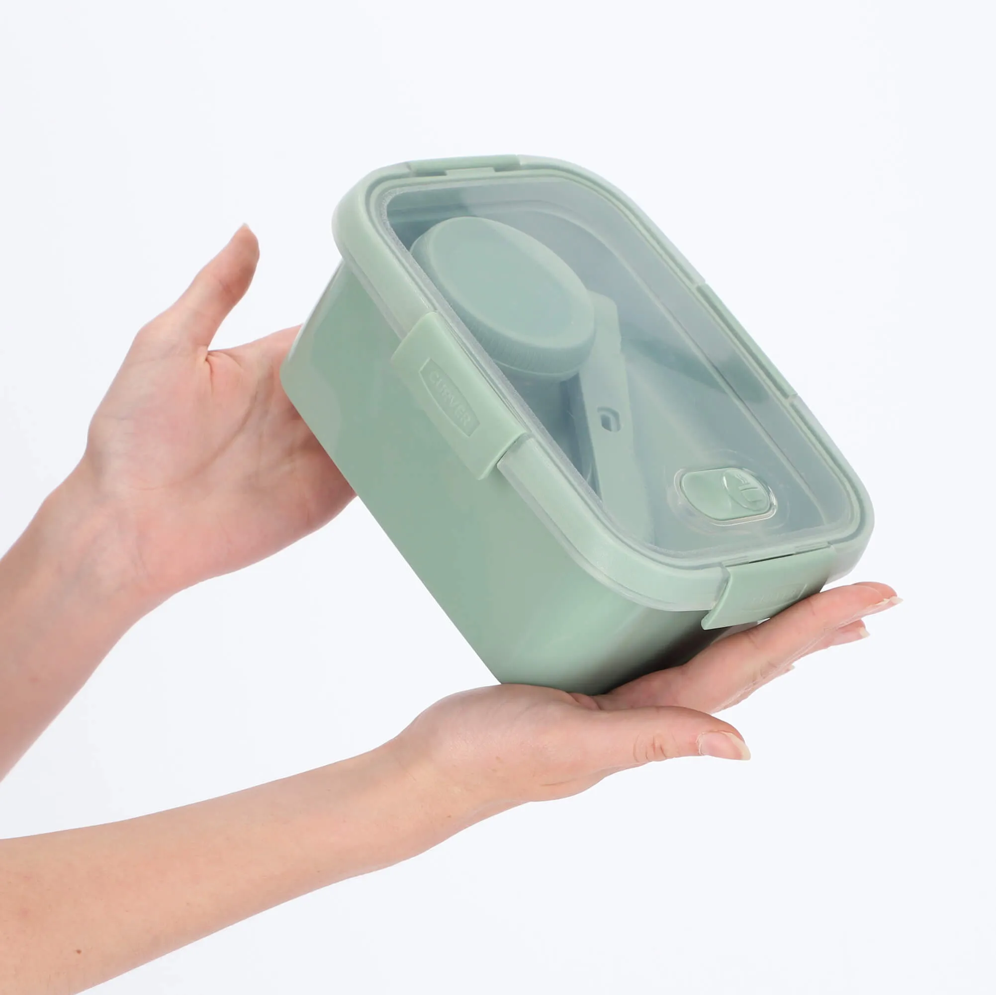 1,2 l išsinešimui skirto pietų rinkinio maisto indelis, žalias