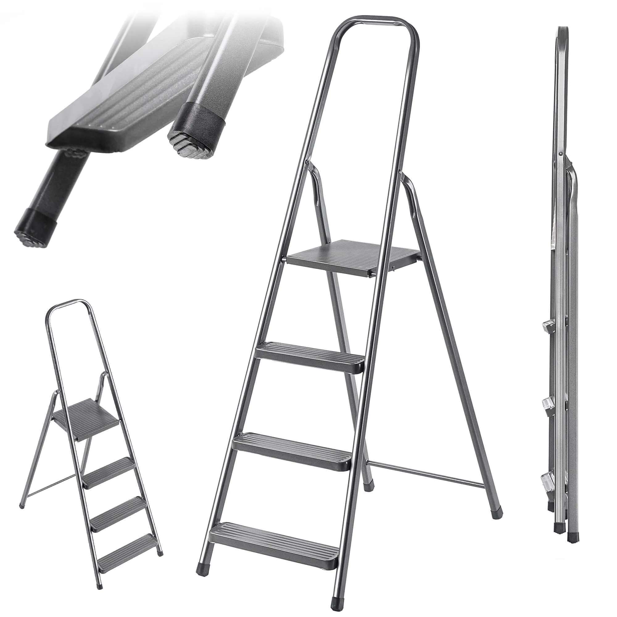 Plieninės kopėčios su platforma Ceriana 4 pakopų 125 kg