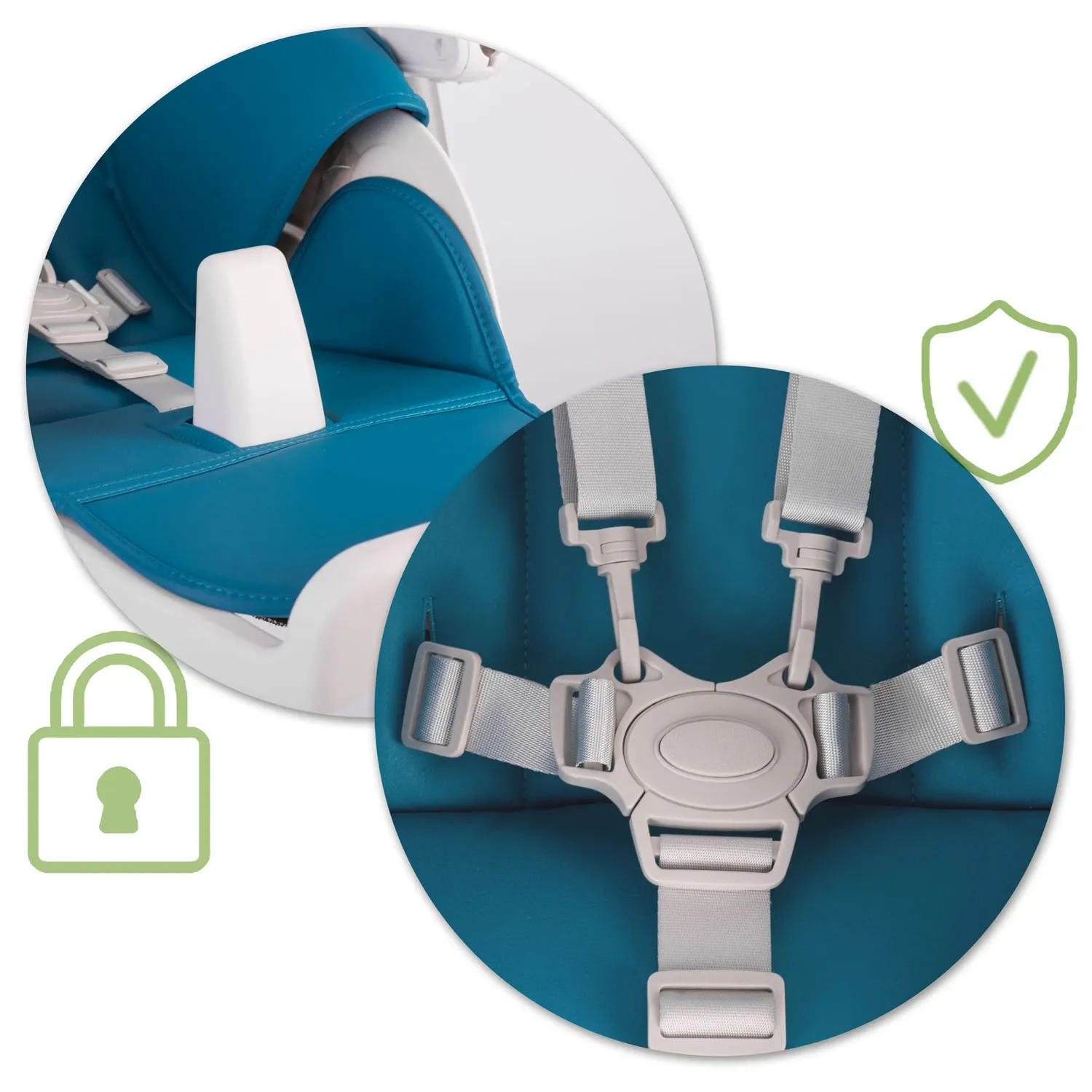 Belo maitinimo kėdutė su staliuku, batutu, tamsiai mėlyna + žaislų laikiklis - nuotrauka 1