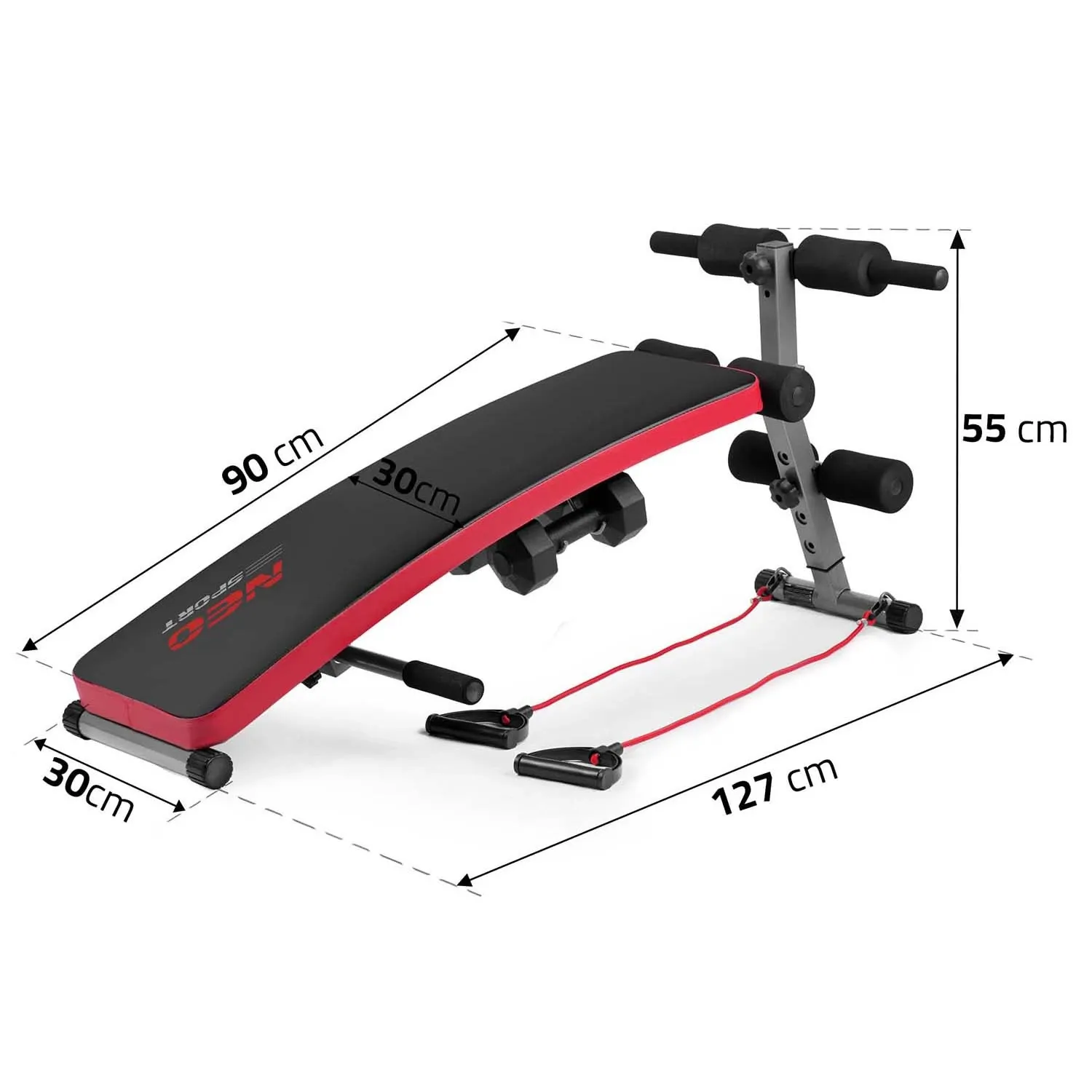 Nuožulnus mankštos suoliukas su espanderiais ir hanteliais Neo-Sport NS-211 - nuotrauka 1
