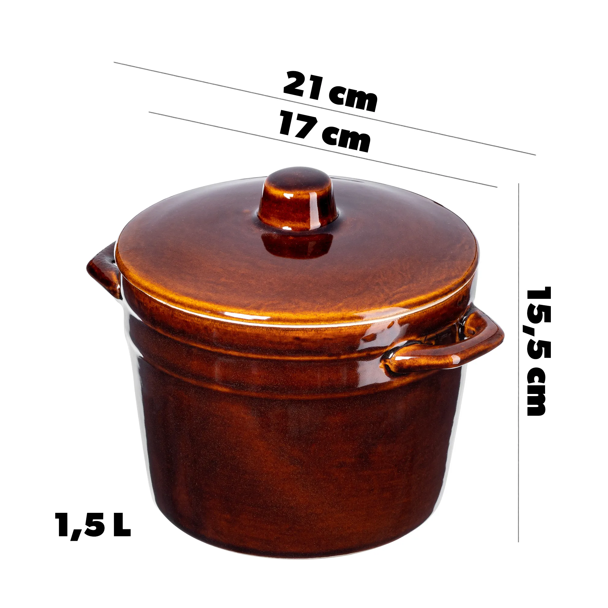 Athena akmens masės puodas 1,5 l 15 cm su dangčiu