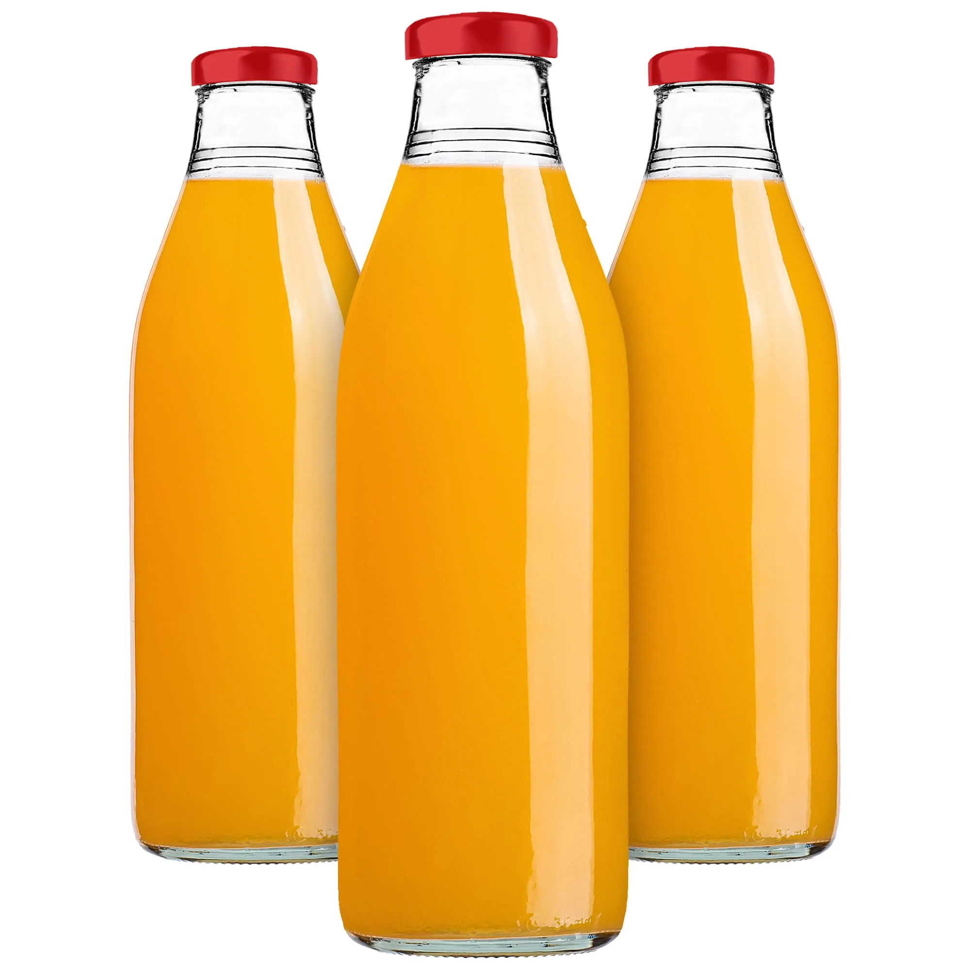 Arvigo 1 l stiklinis sulčių butelis su raudonu dangteliu, 3 vnt.