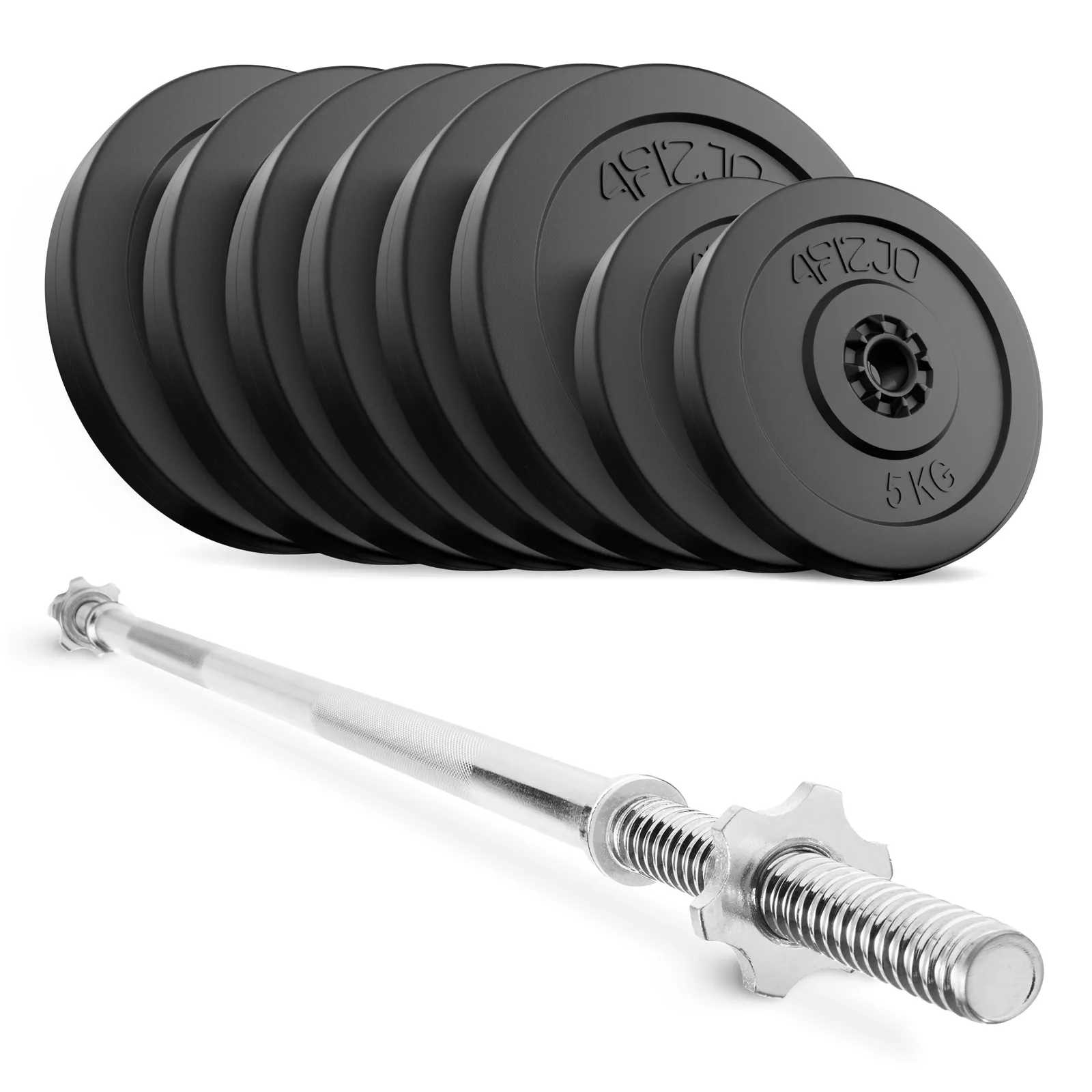 Bituminis kultūrizmo komplektas 70 kg + tiesus štangos štanga 180 cm