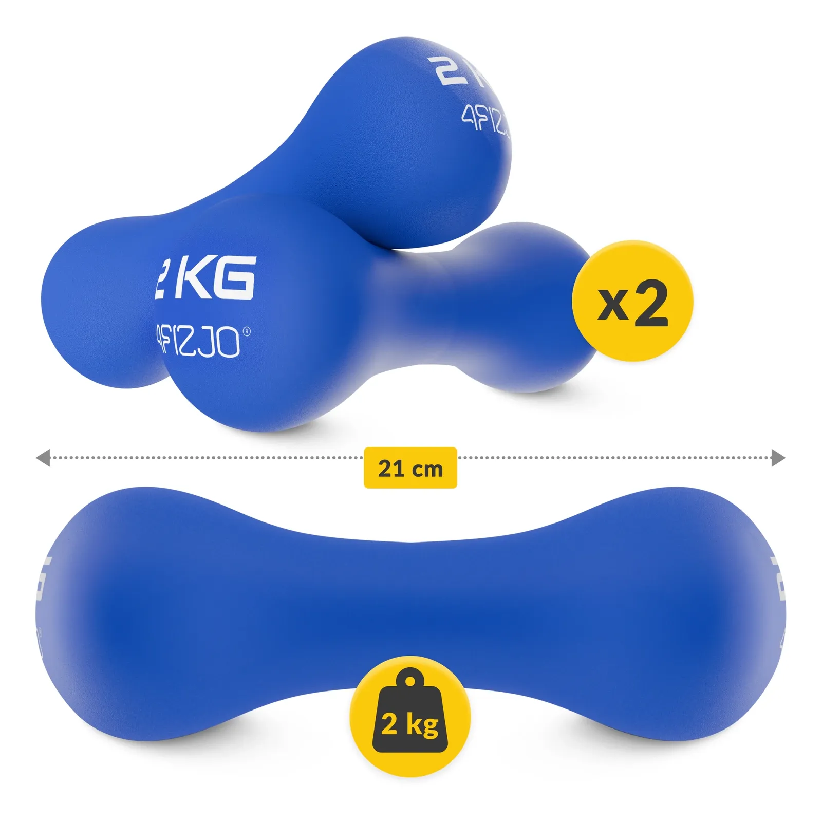 Ketaus hanteliai 8 formų pratimams 2 x 2 kg