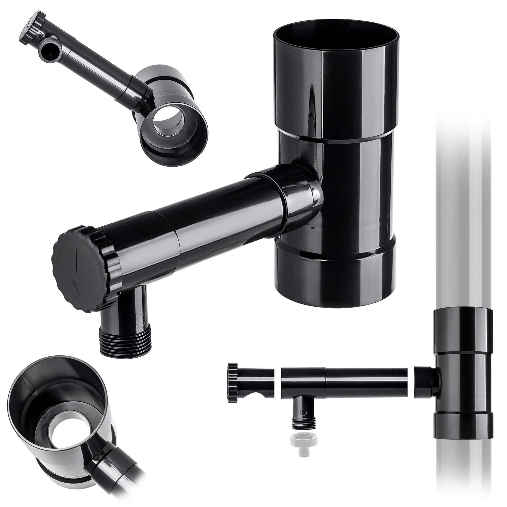 Nancras lietaus vandens kolektorius su vožtuvu, 80 mm, grafitas